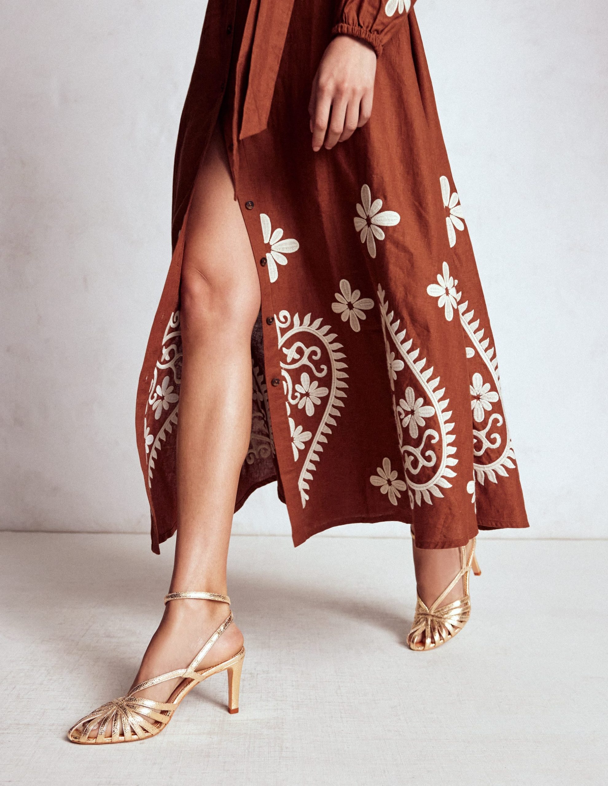 Heeled Cage Sandals-Gold Metallic - Image 2