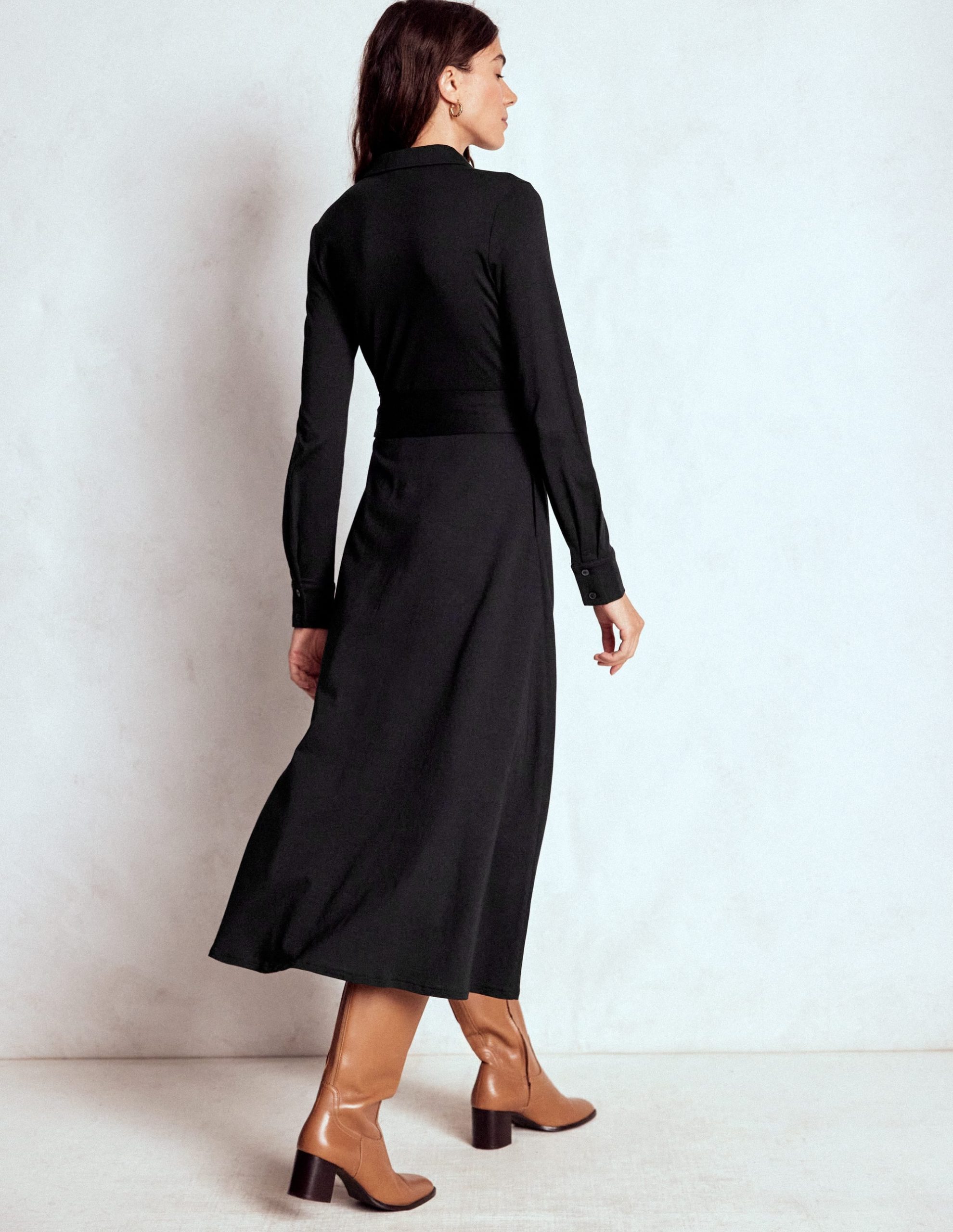 Marcia Jersey Shirt Dress-Black - Image 3