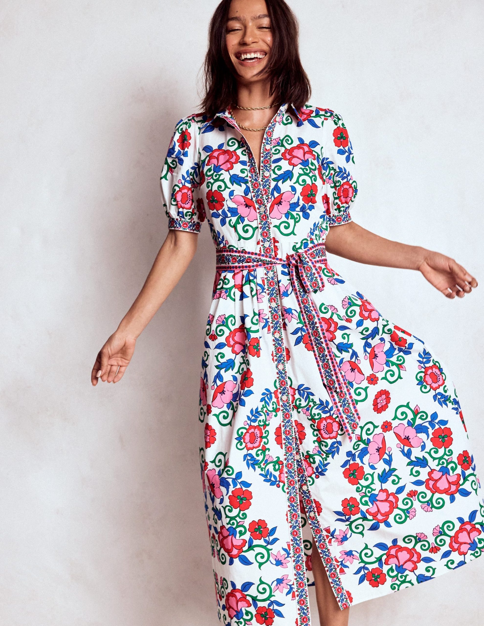 Alexa Maxi Shirt Dress-Multi. Ornamental Lattice - Image 2