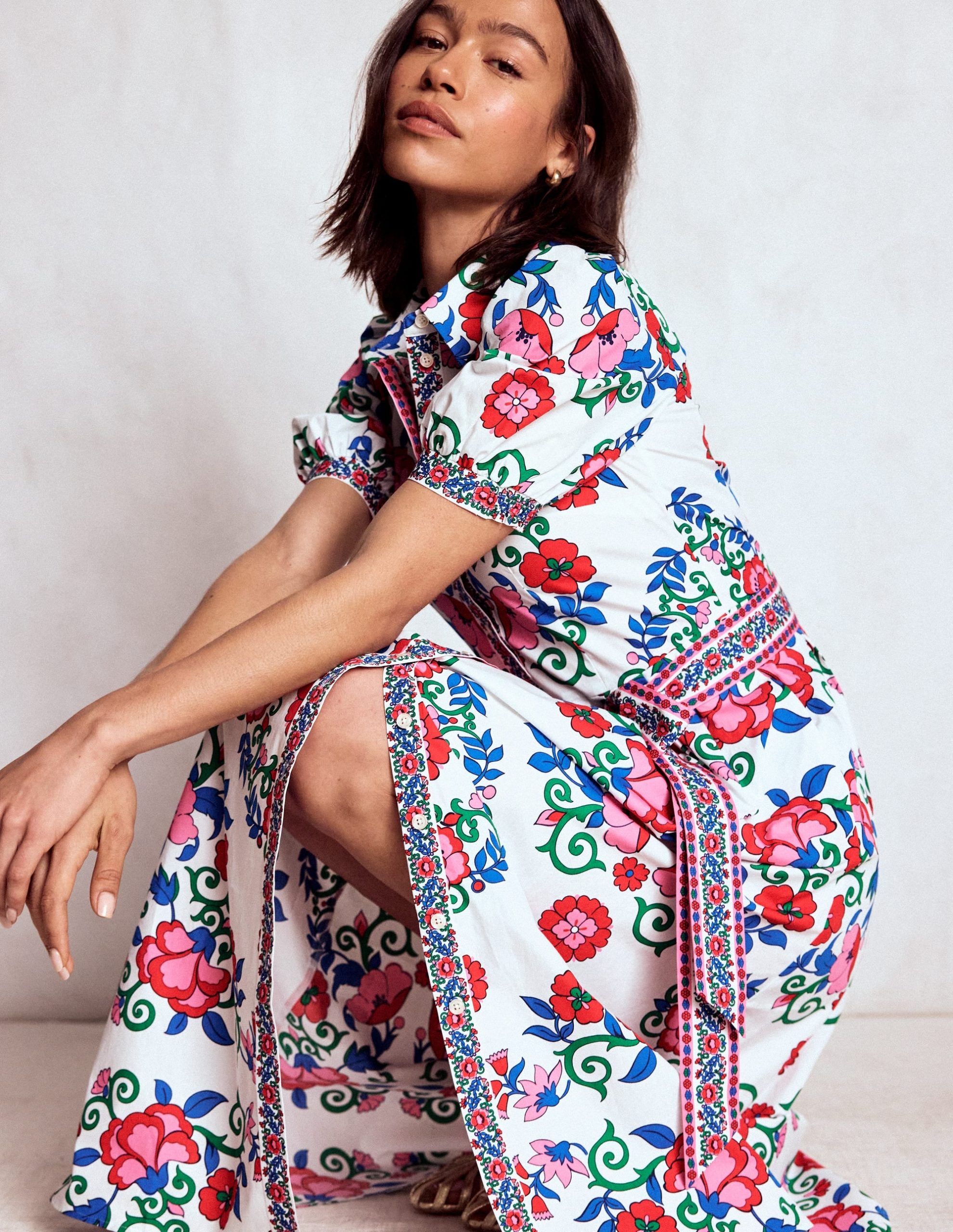 Alexa Maxi Shirt Dress-Multi. Ornamental Lattice - Image 4