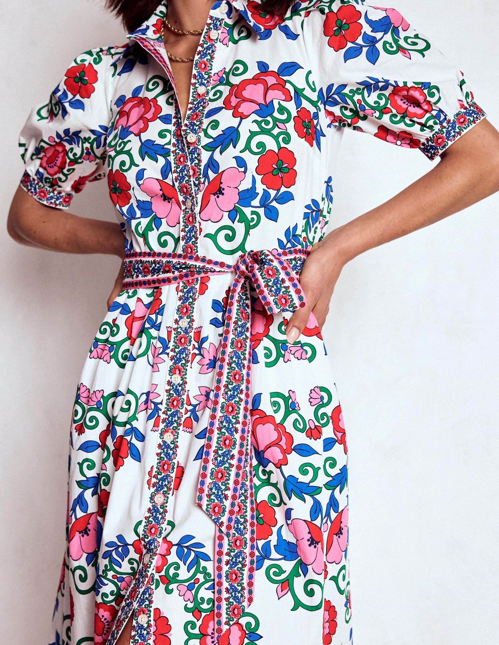 Alexa Maxi Shirt Dress-Multi. Ornamental Lattice - Image 6