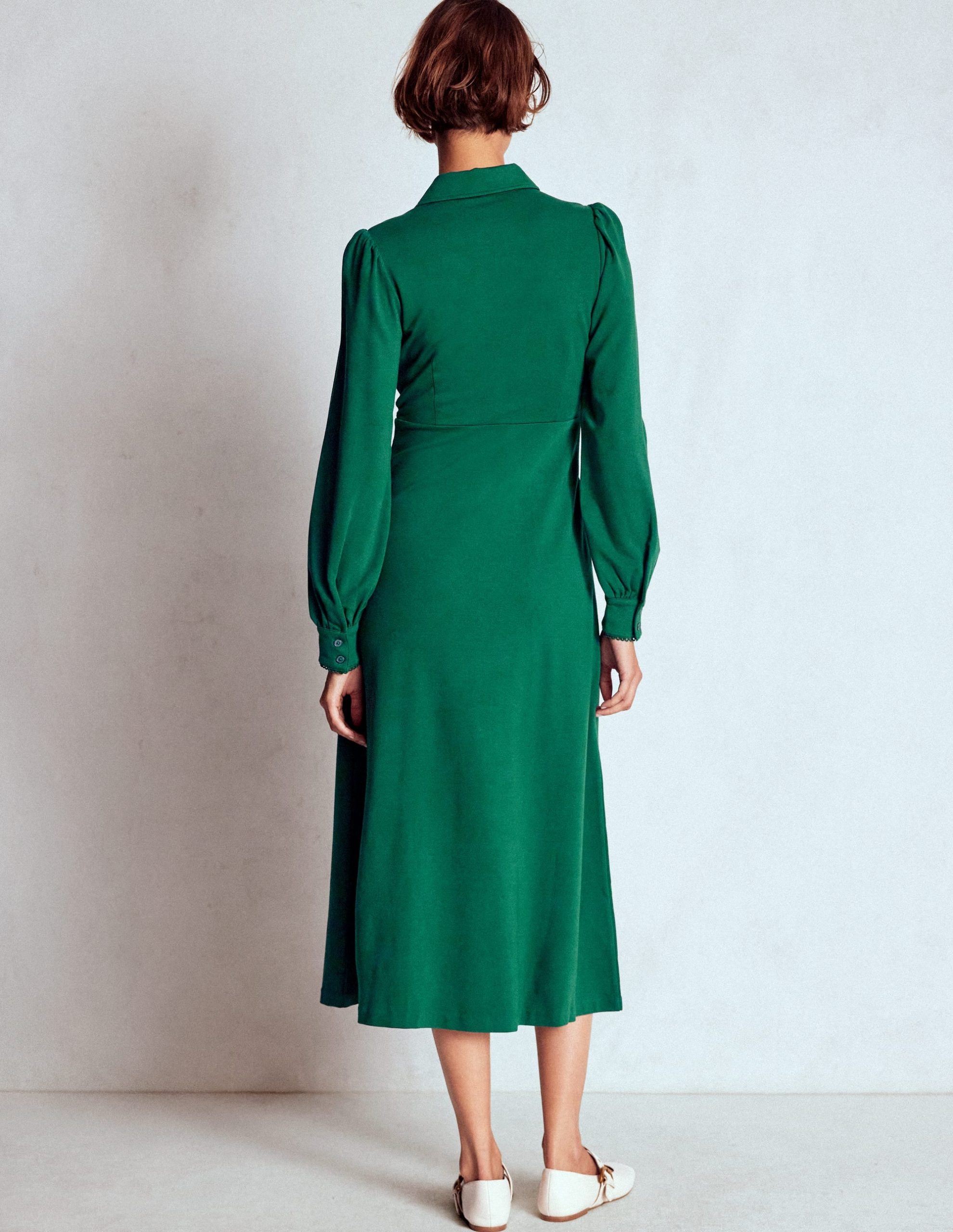 Pip Zip-Up Ponte Midi Dress-Emerald Night - Image 3