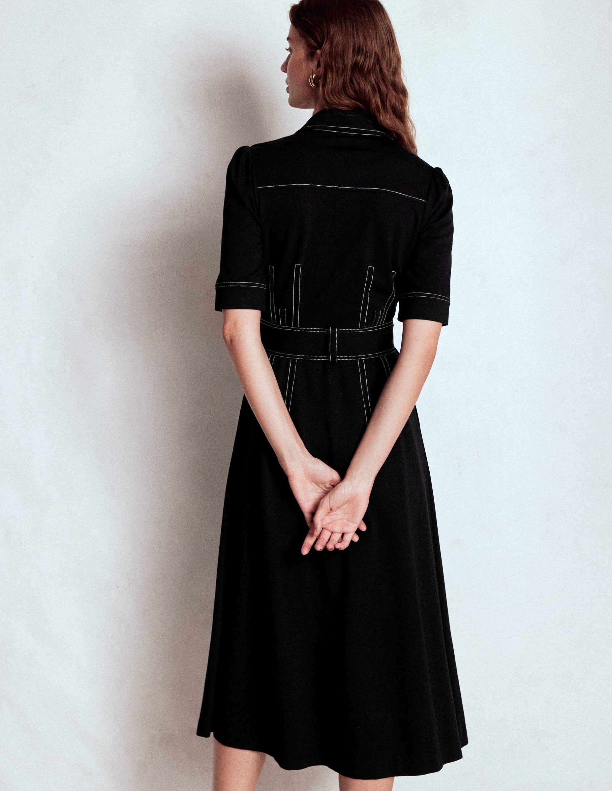 Anita Ponte Shirt Dress-Black - Image 3