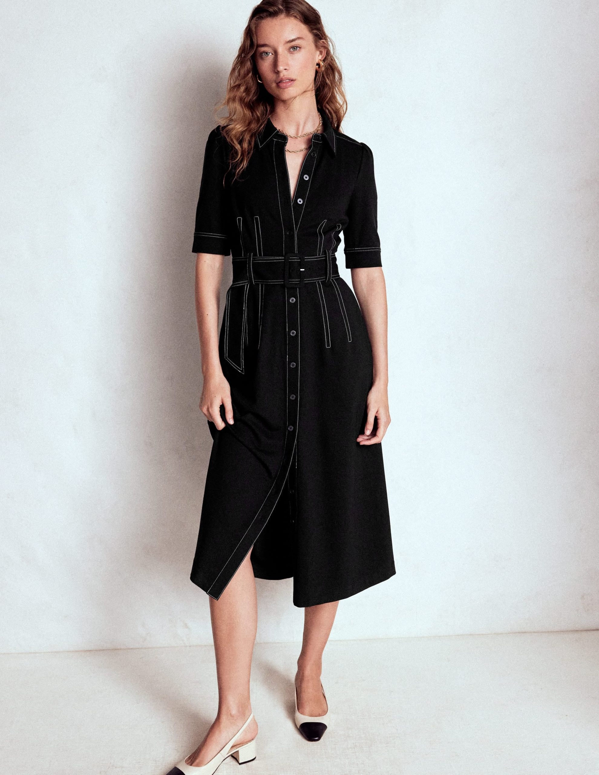 Anita Ponte Shirt Dress-Black - Image 4