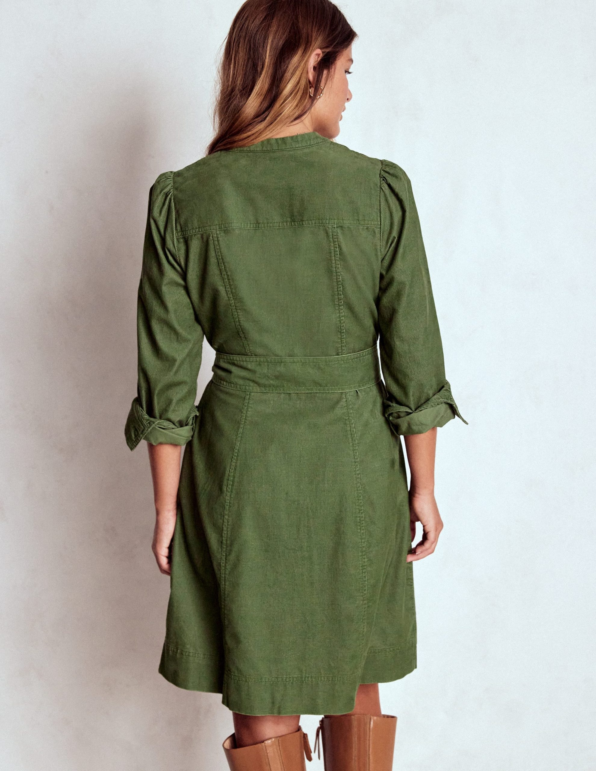 Bre Cord Short Dress-Fern - Image 4