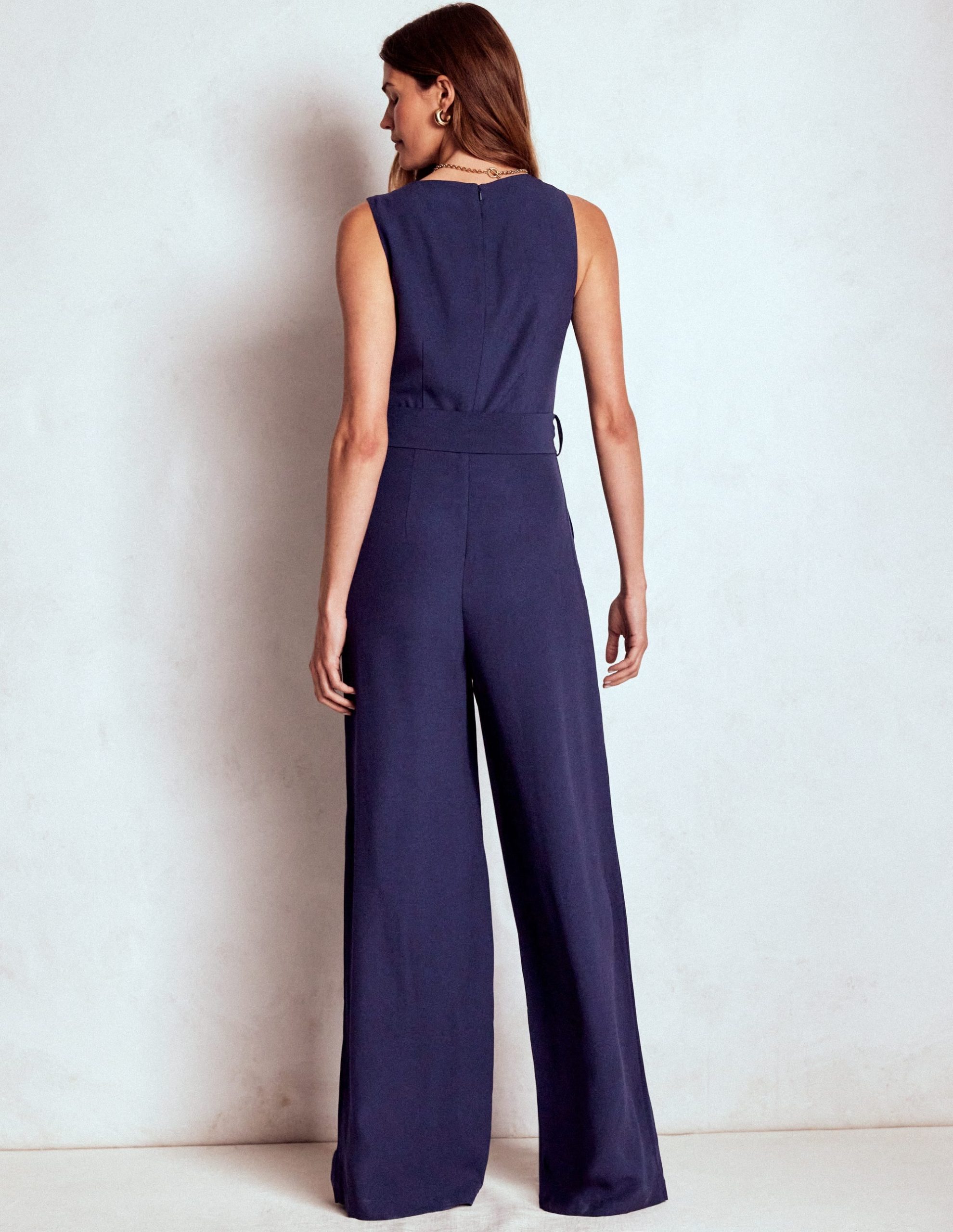 Gwen Slash Neck Jumpsuit-Navy - Image 3