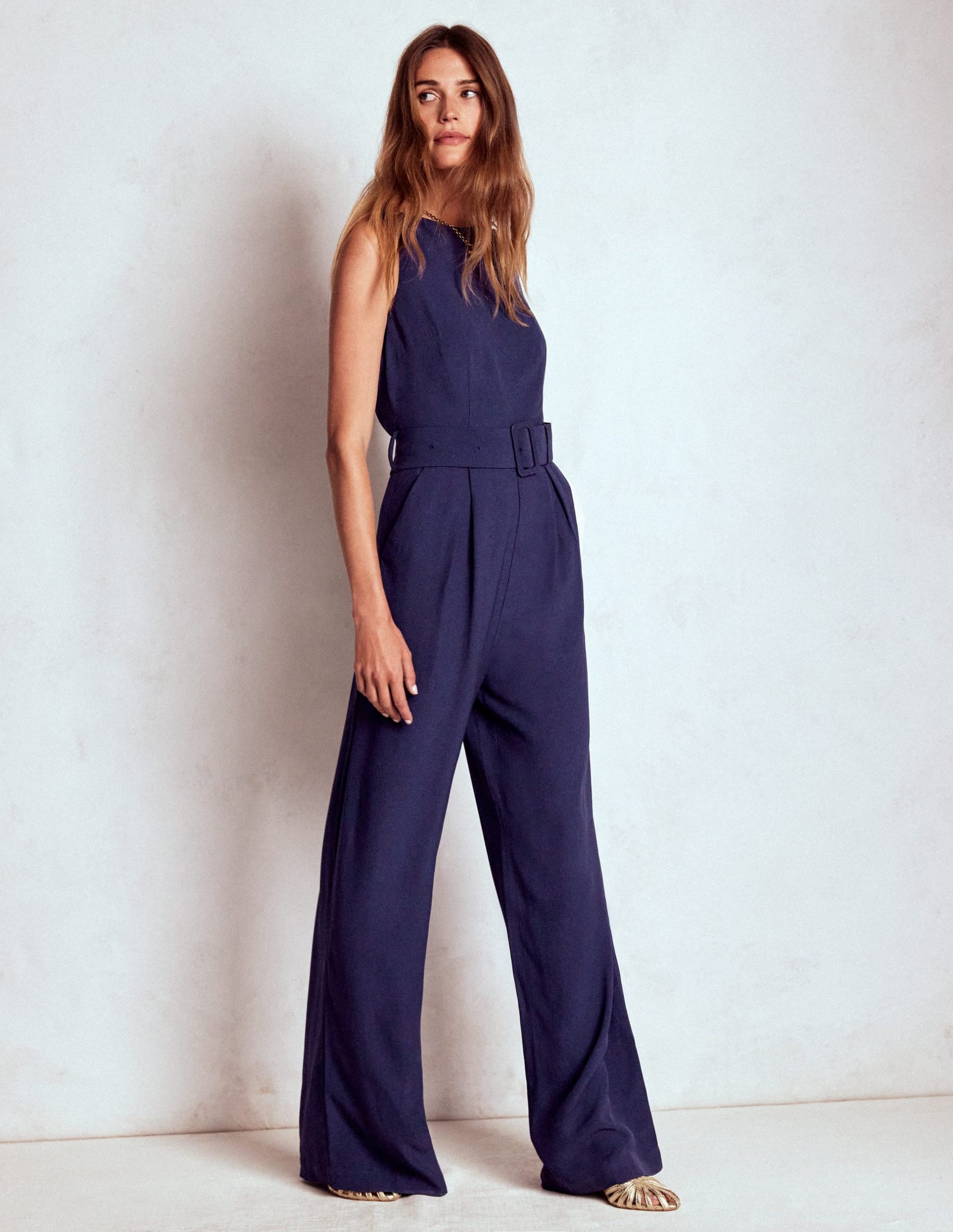 Gwen Slash Neck Jumpsuit-Navy - Image 4