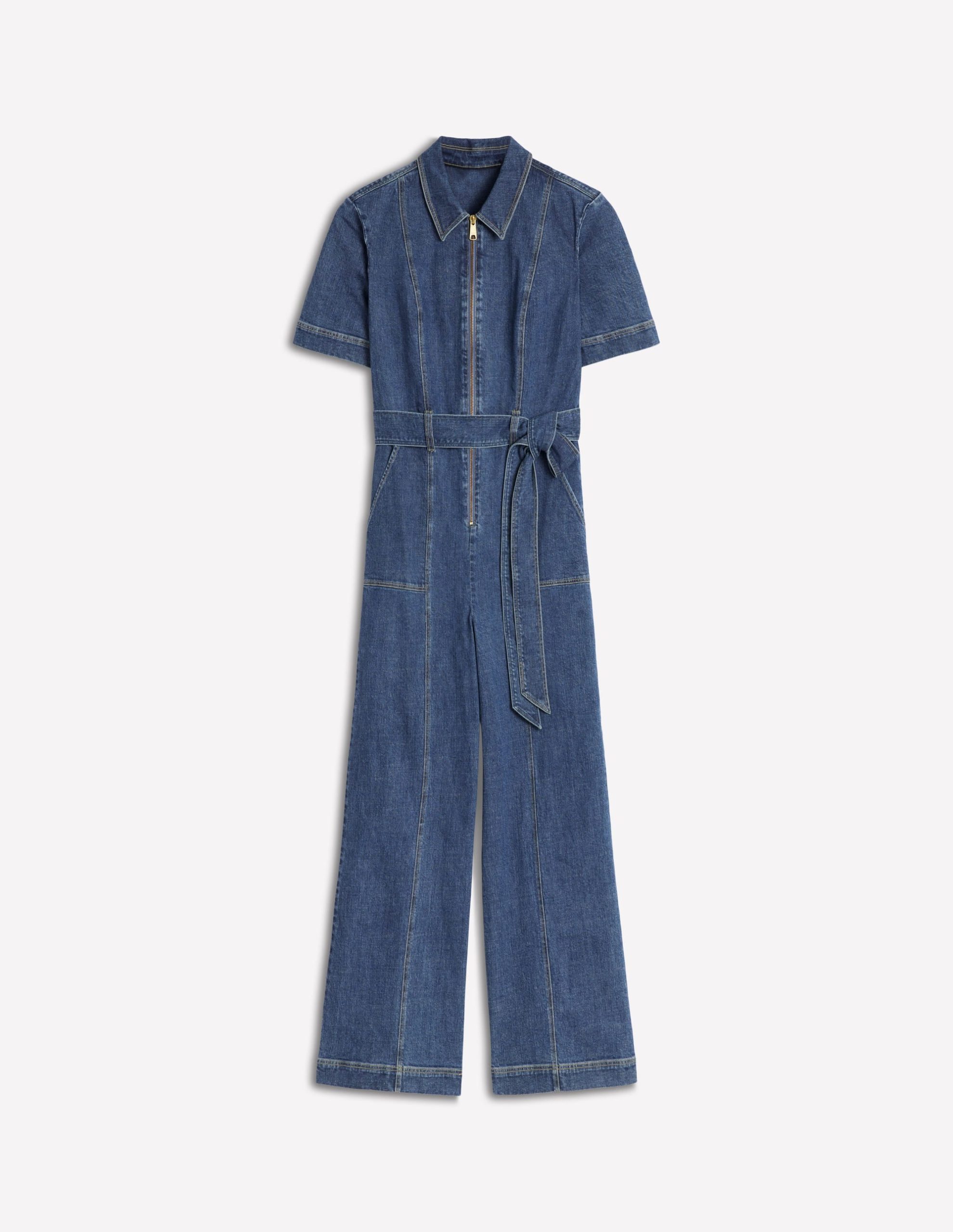 Zip Up Denim Jumpsuit-Mid Vintage - Image 5
