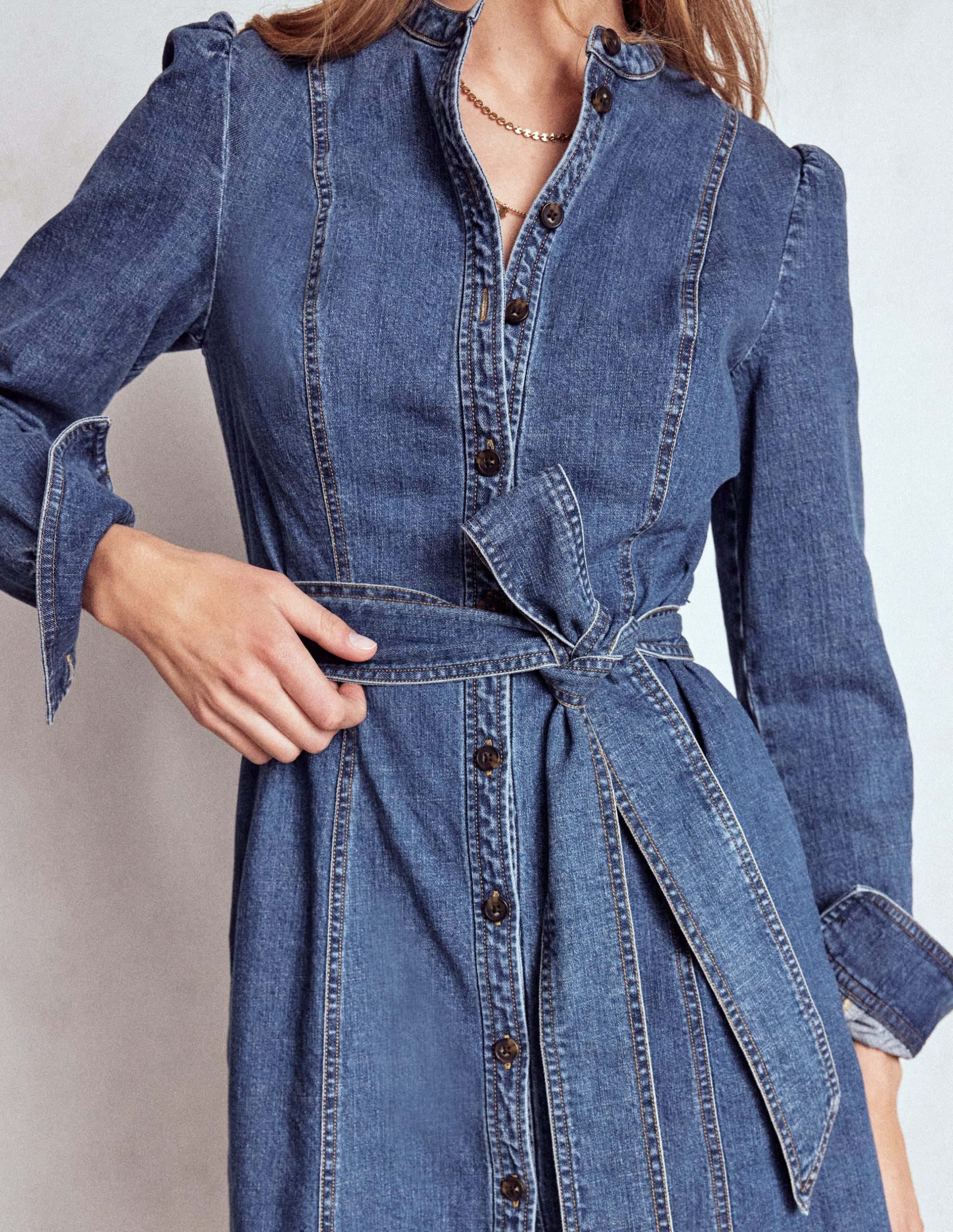 Bre Denim Short Dress-Mid Vintage Denim - Image 2