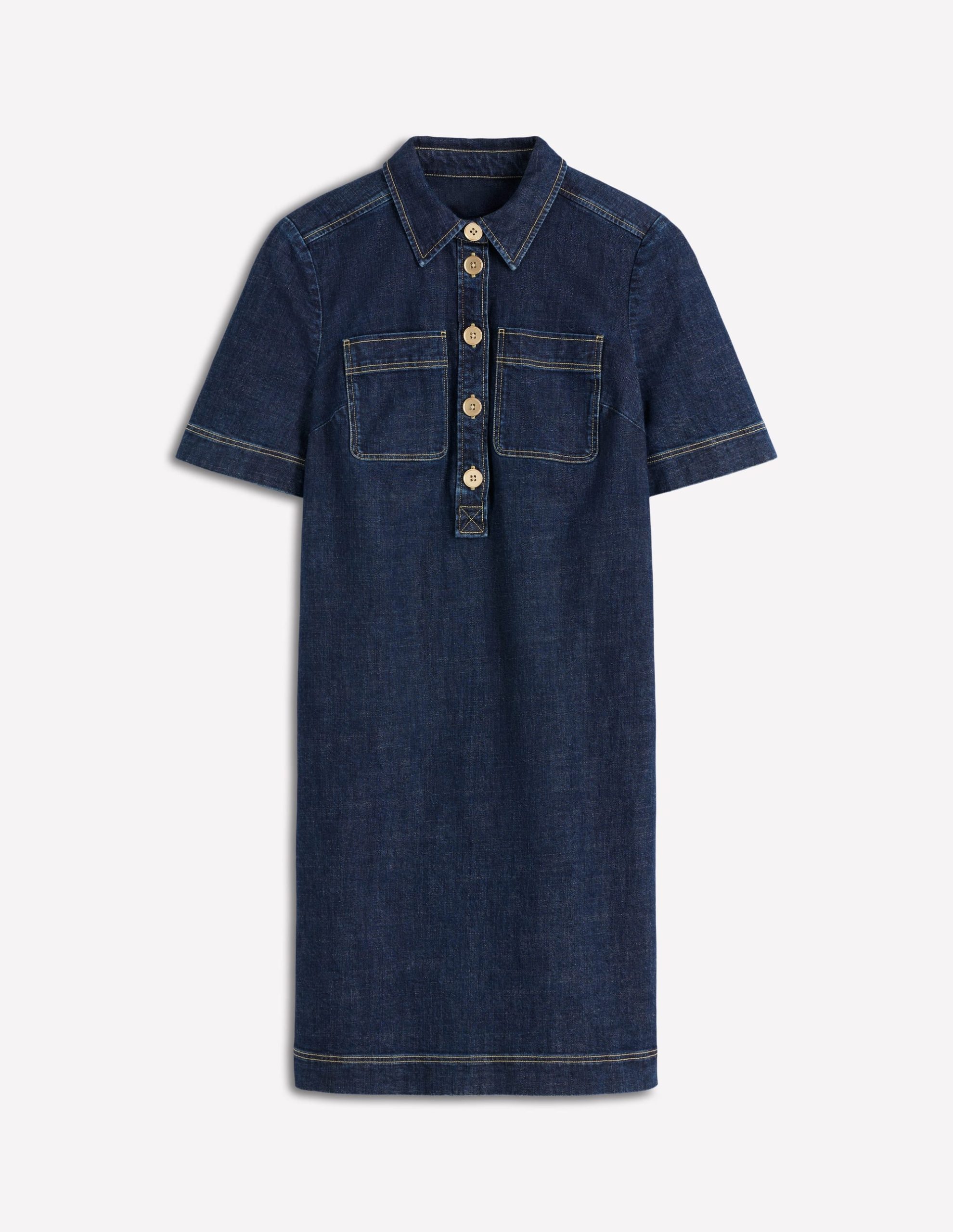 Zia Denim Pocket Shift Dress-Dark Indigo - Image 6