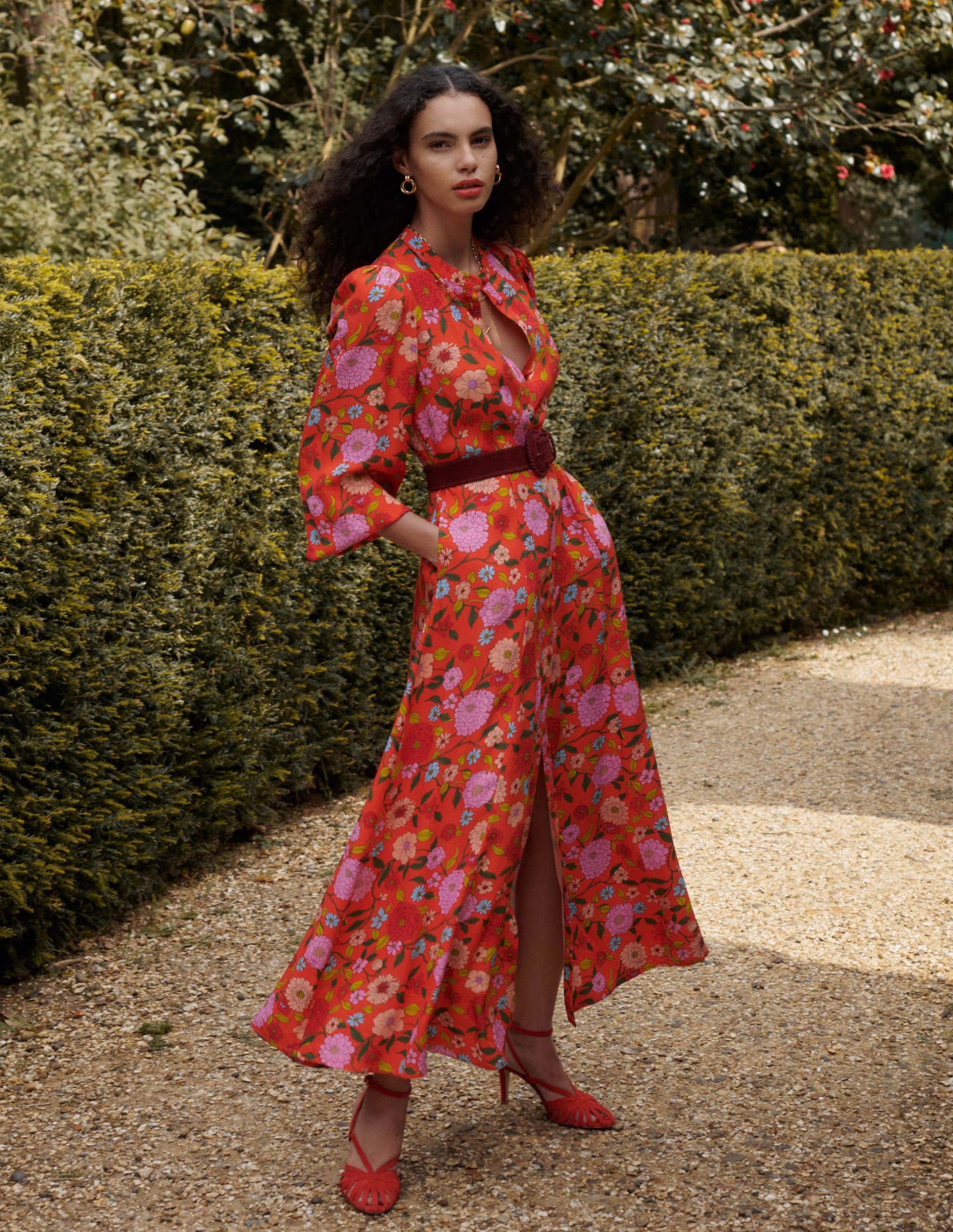 Mae Occasion Maxi Shirt Dress-Firecracker Red. Dahlia Trail - Image 6