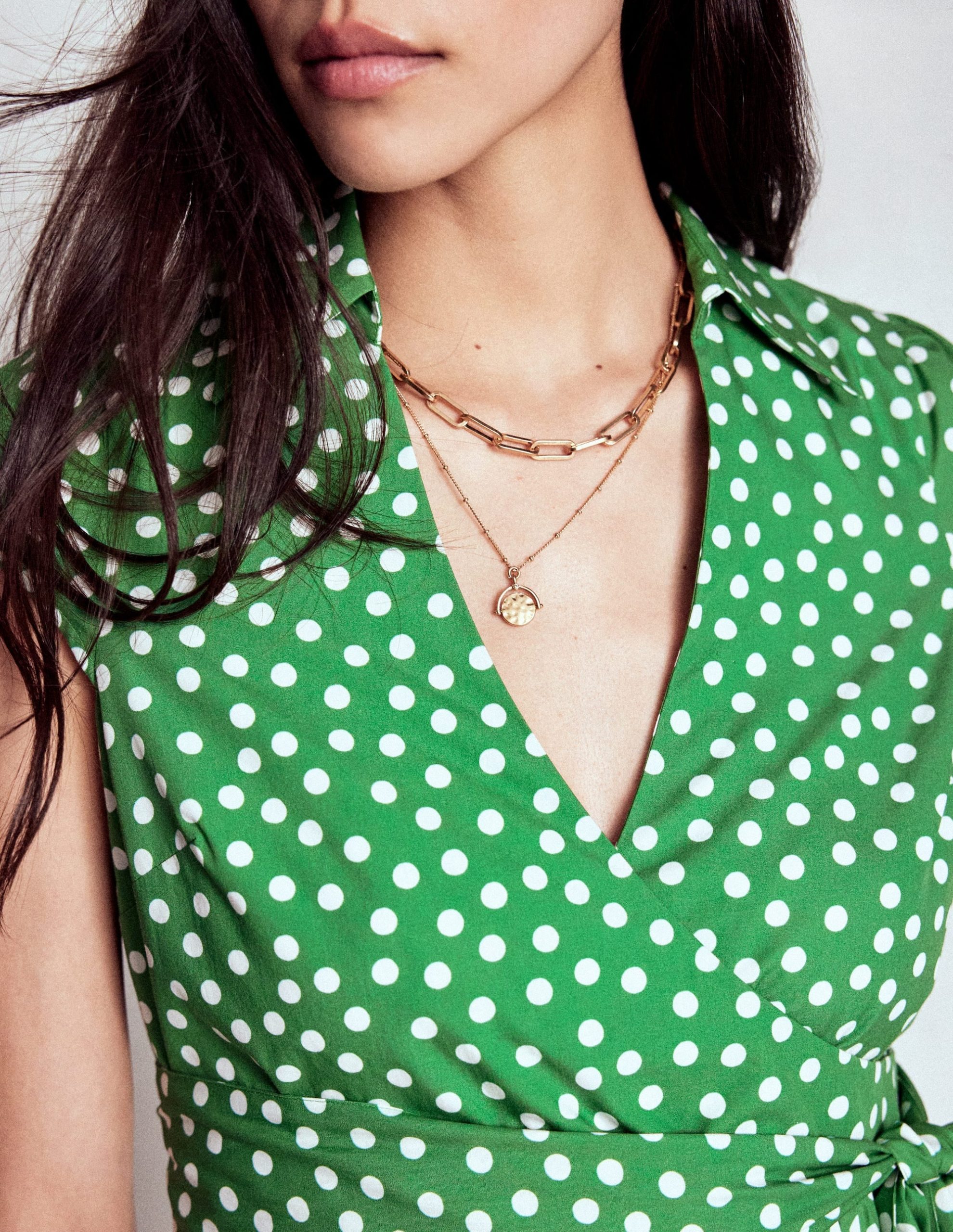 Julia Cotton Wrap Midi Dress-Highland Green. Painted Dot - Image 2