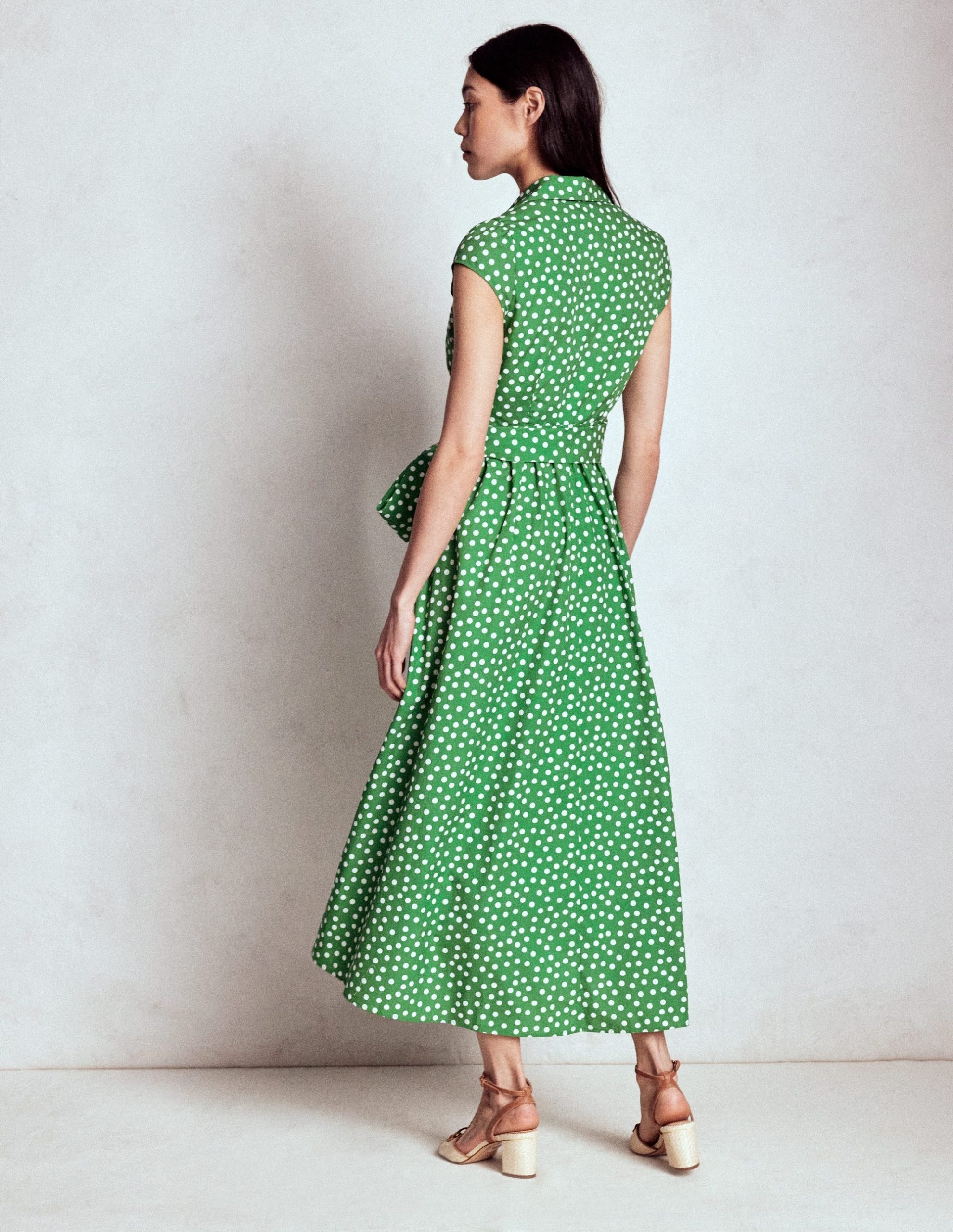 Julia Cotton Wrap Midi Dress-Highland Green. Painted Dot - Image 3