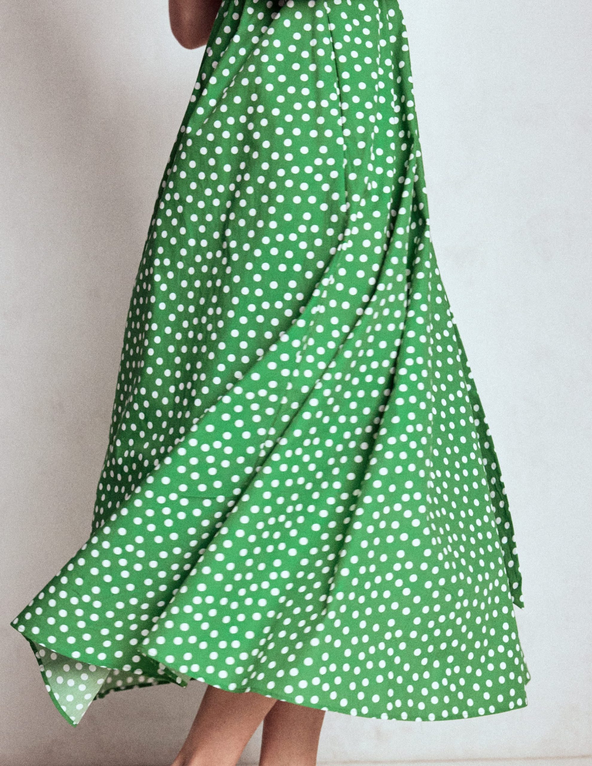 Julia Cotton Wrap Midi Dress-Highland Green. Painted Dot - Image 5