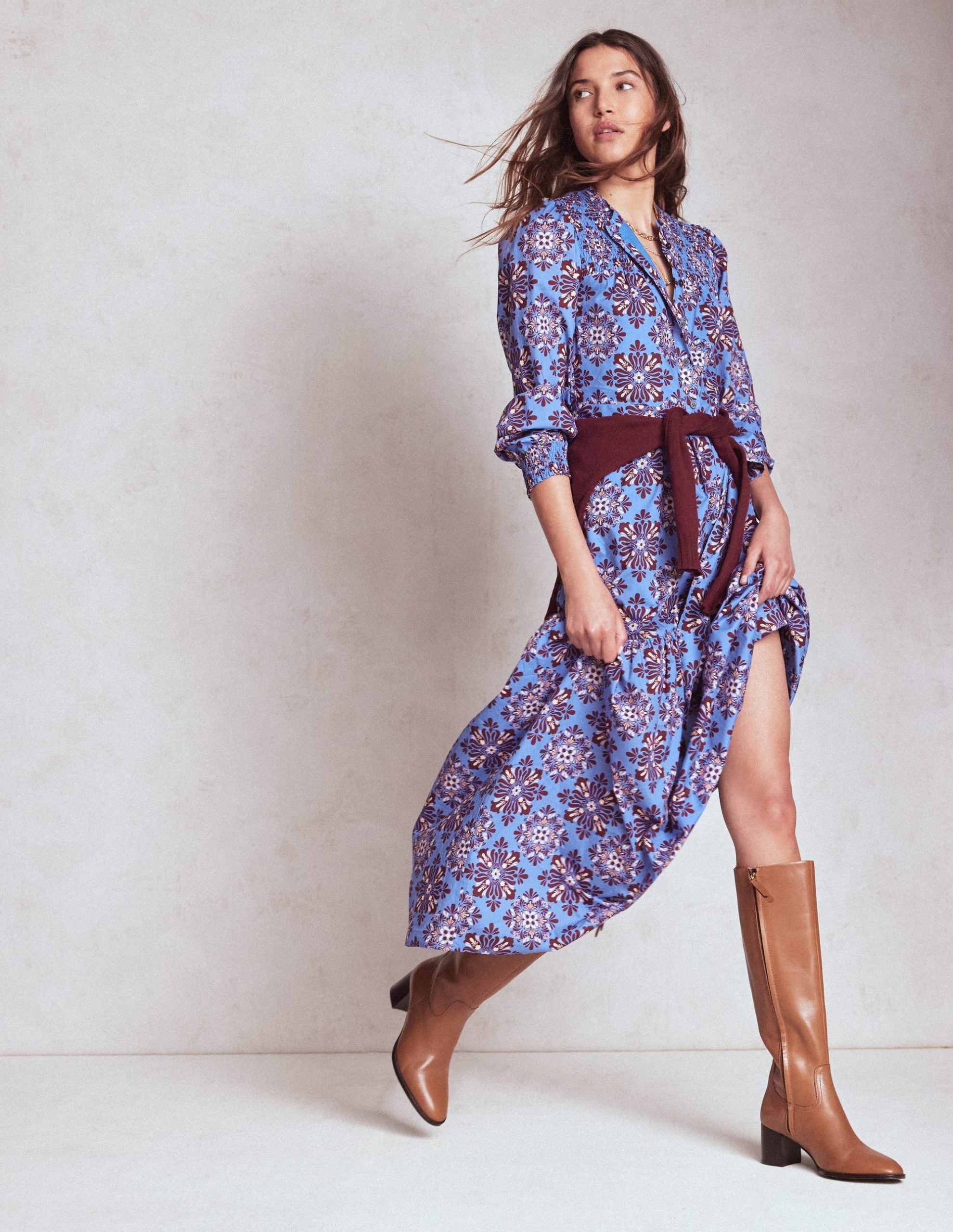 Cecily Cotton Midi Dress-Soft Blue. Bloom Mosaic - Image 5