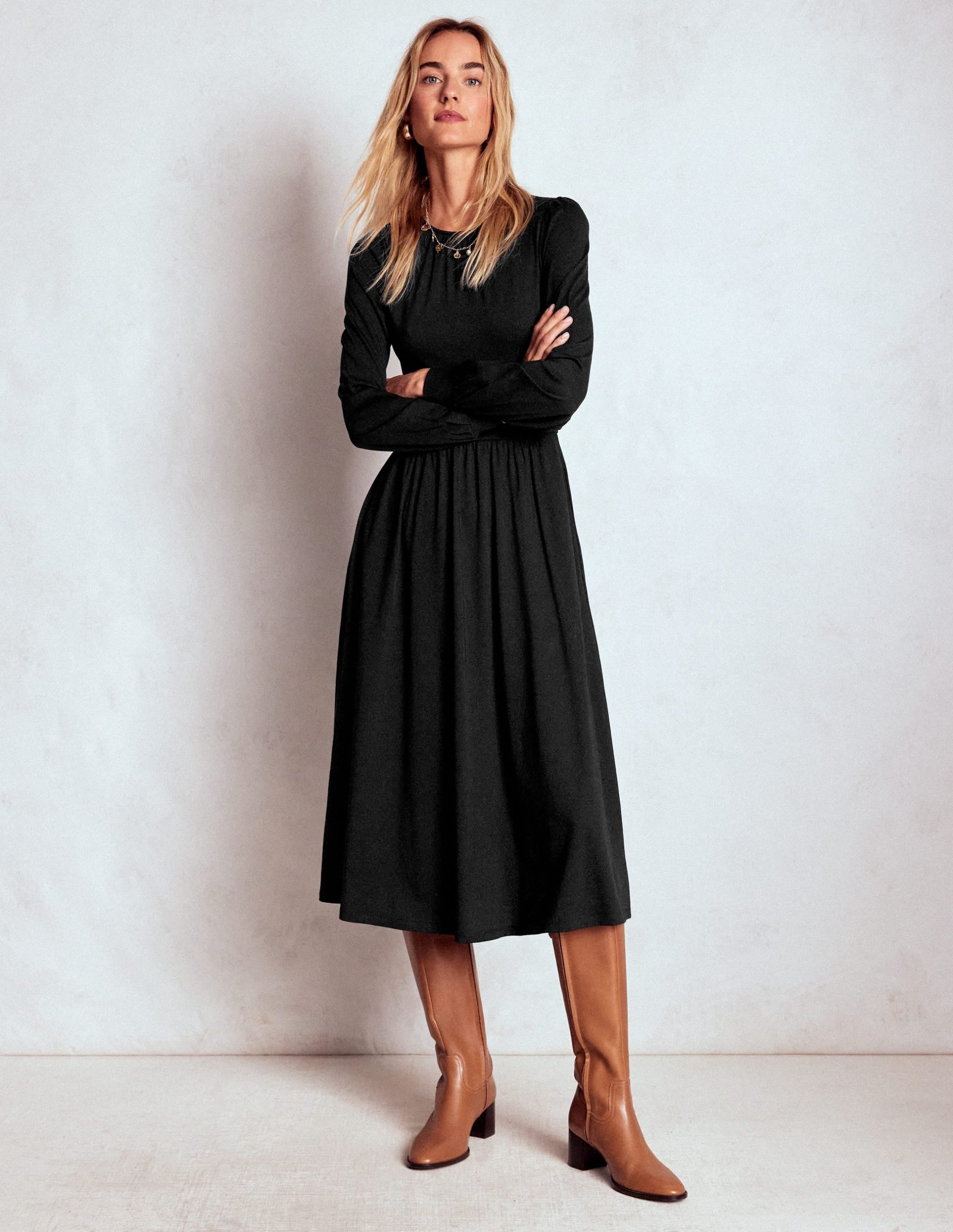 Alexandra Jersey Midi Dress-Black - Image 4