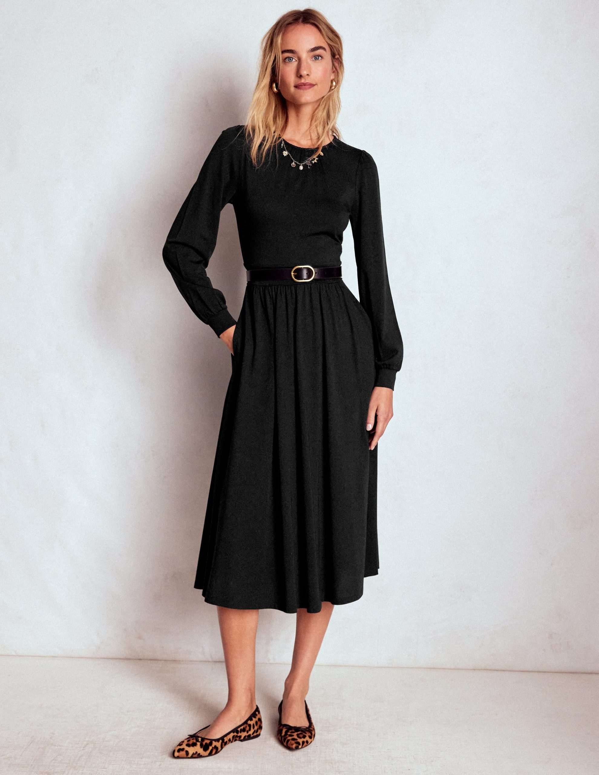 Alexandra Jersey Midi Dress-Black - Image 5