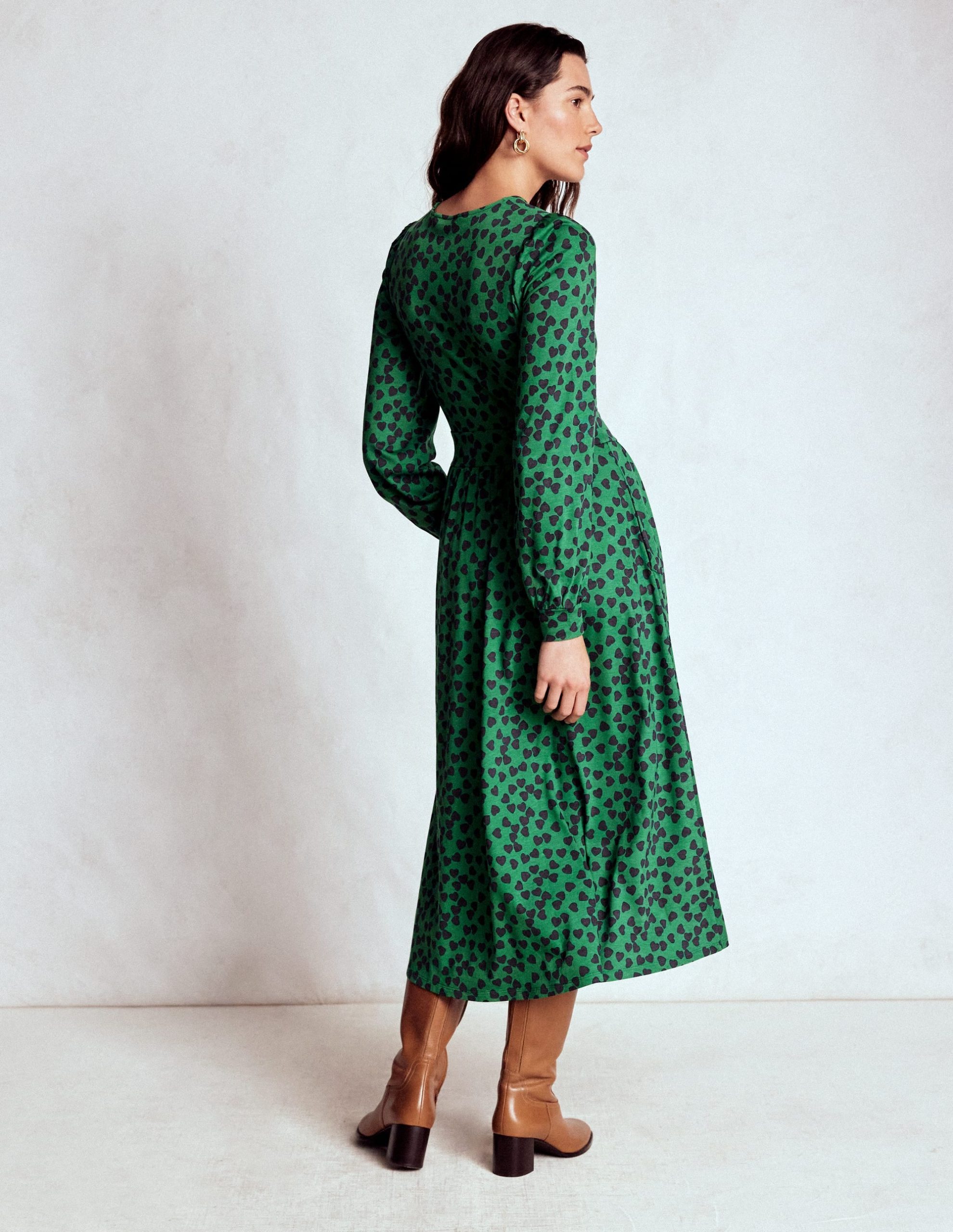 Alexandra Jersey Midi Dress-French Navy. Heart Cascade - Image 3