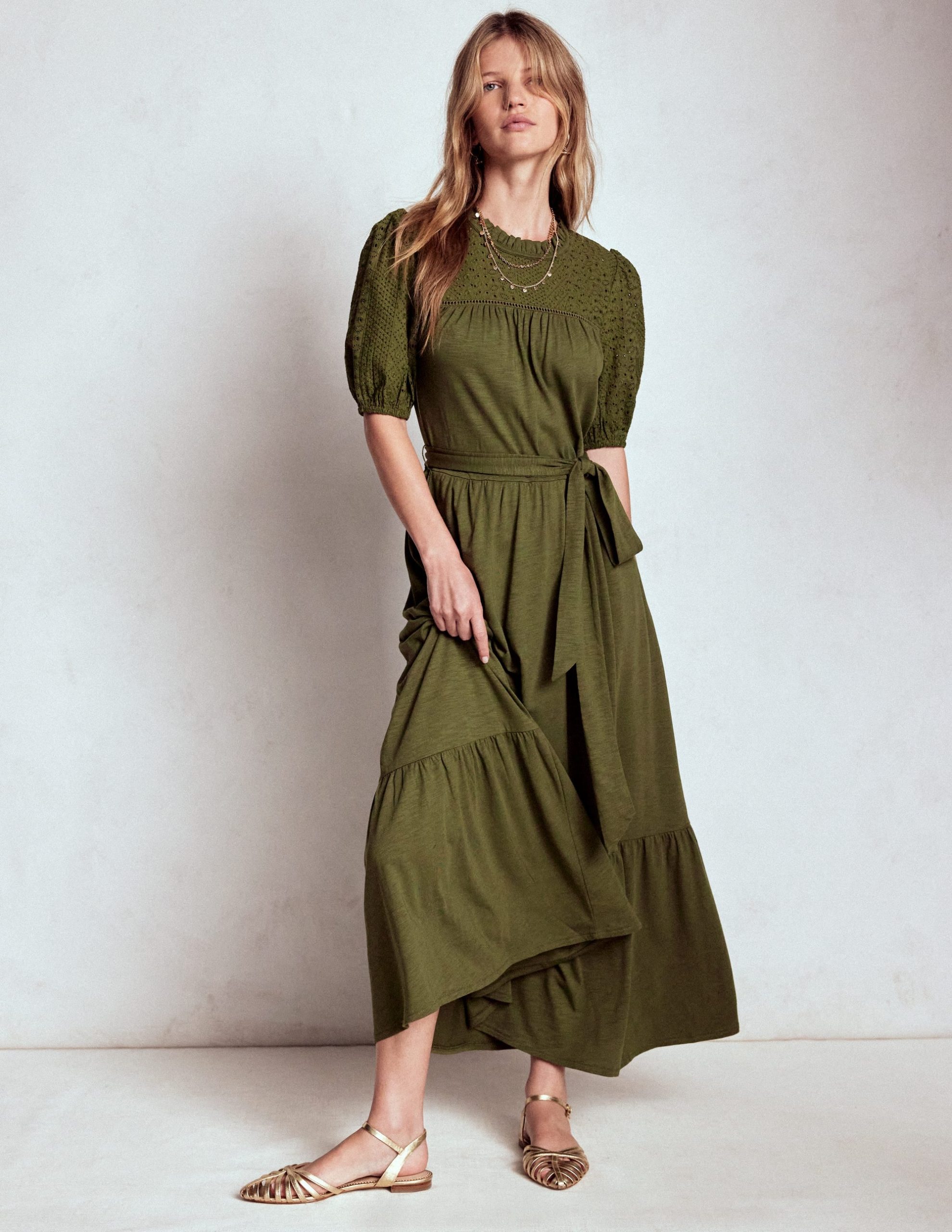 Lorelei Broderie Jersey Dress-Woodland Green - Image 5
