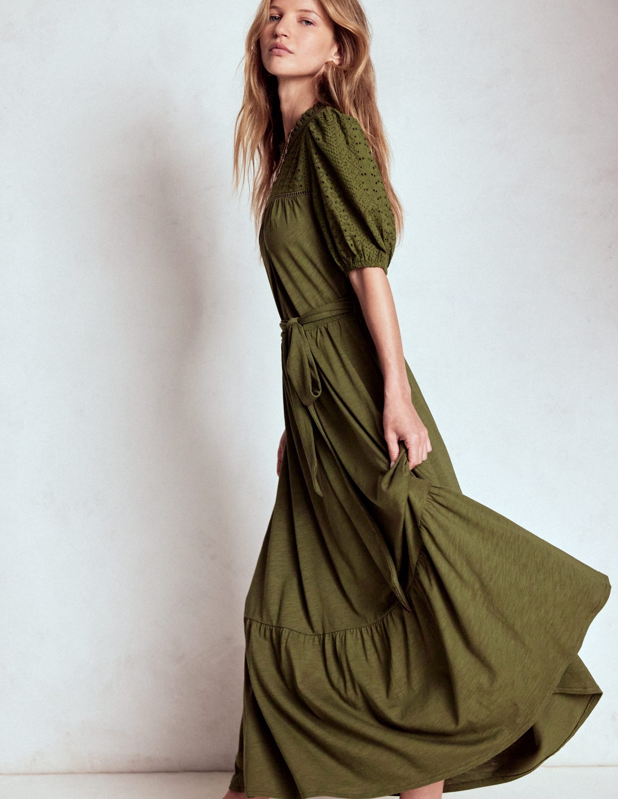 Lorelei Broderie Jersey Dress-Woodland Green - Image 6
