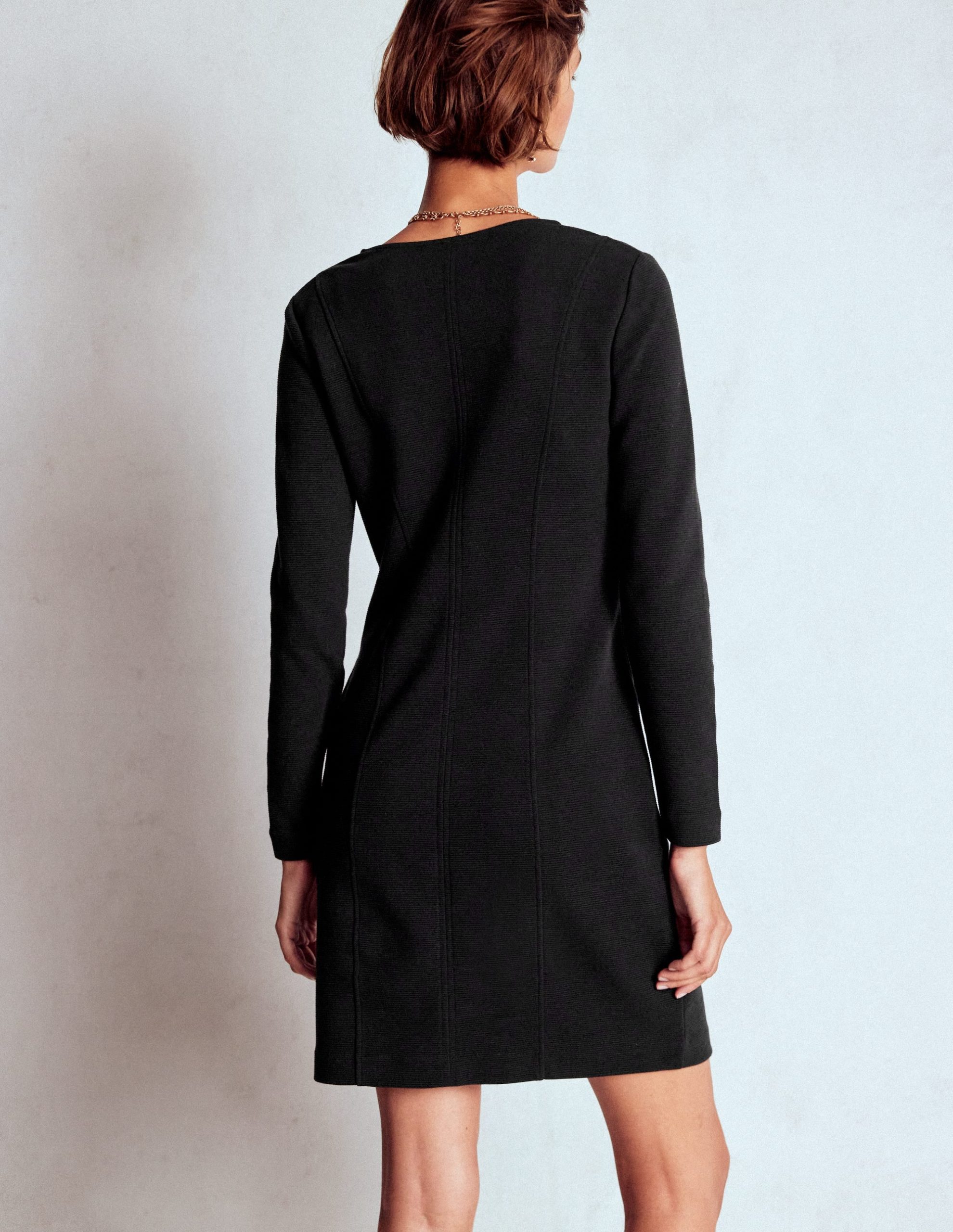Ellen V-neck Ottoman Dress-Black - Image 3