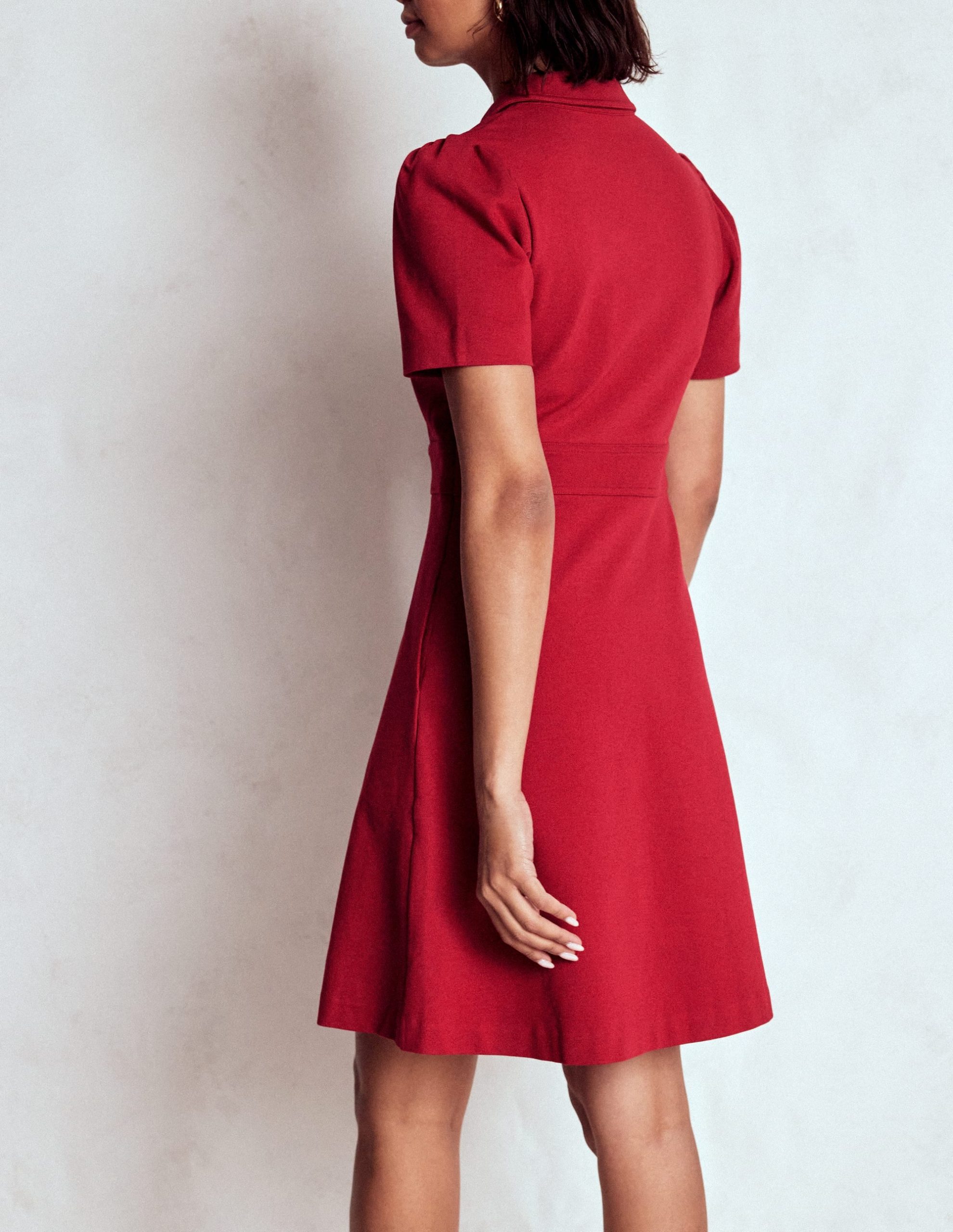 Nicolette Ponte Shirt Dress-Crimson Red - Image 5