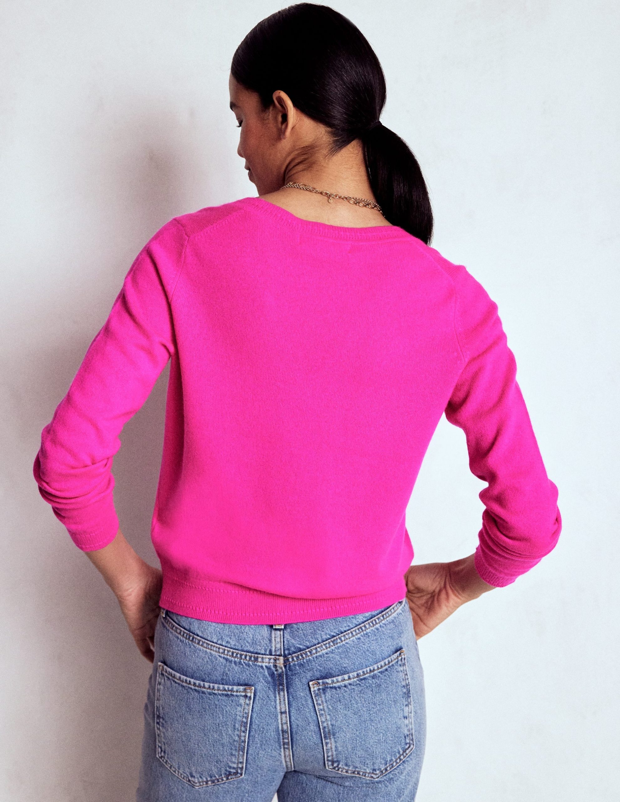 Eva Cashmere V-Neck Sweater-Pop Pansy - Image 2