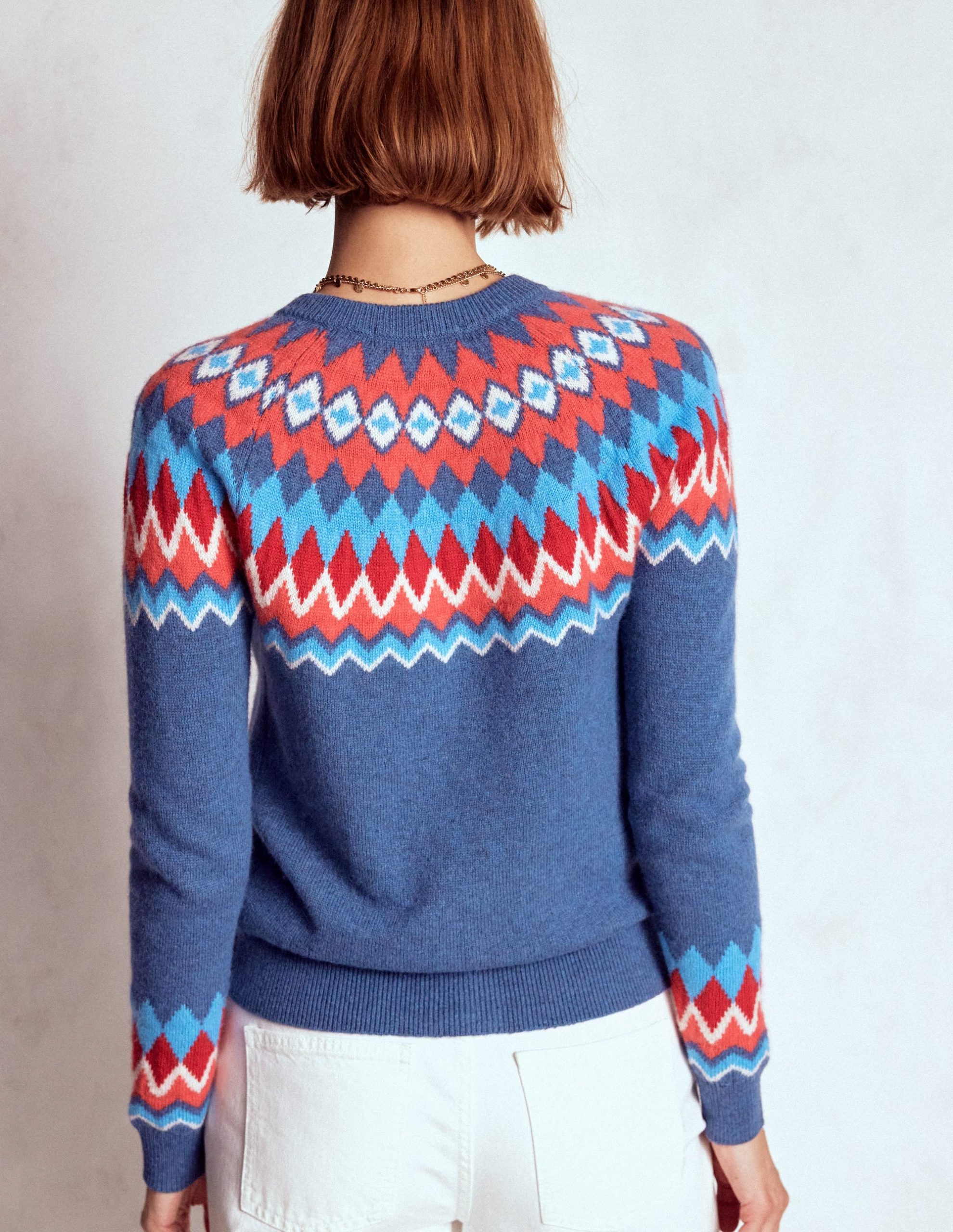 Edie Fair Isle Cardigan-Blue Fair Isle - Image 3