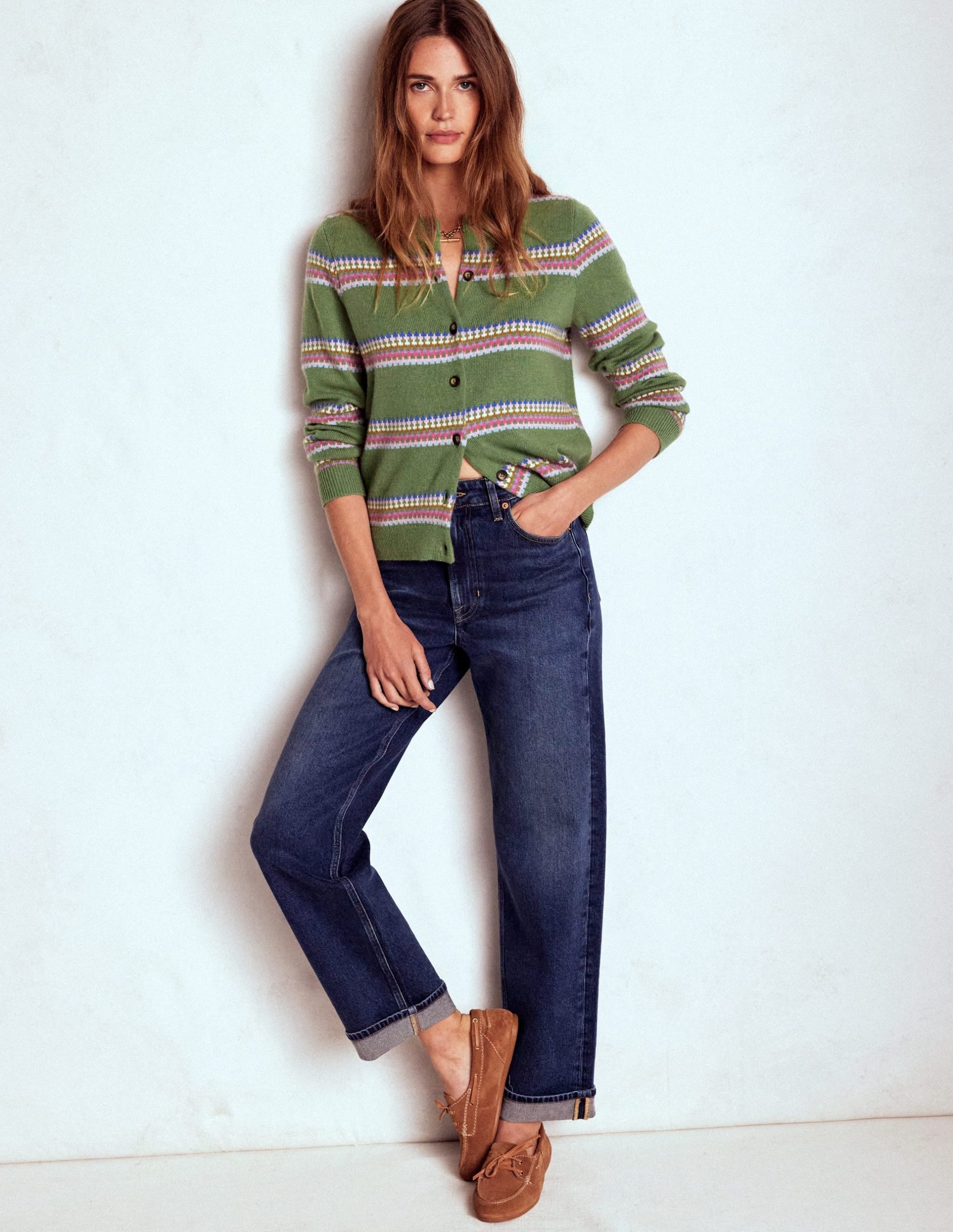 Edie Fair Isle Cardigan-Green. Diamond - Image 4