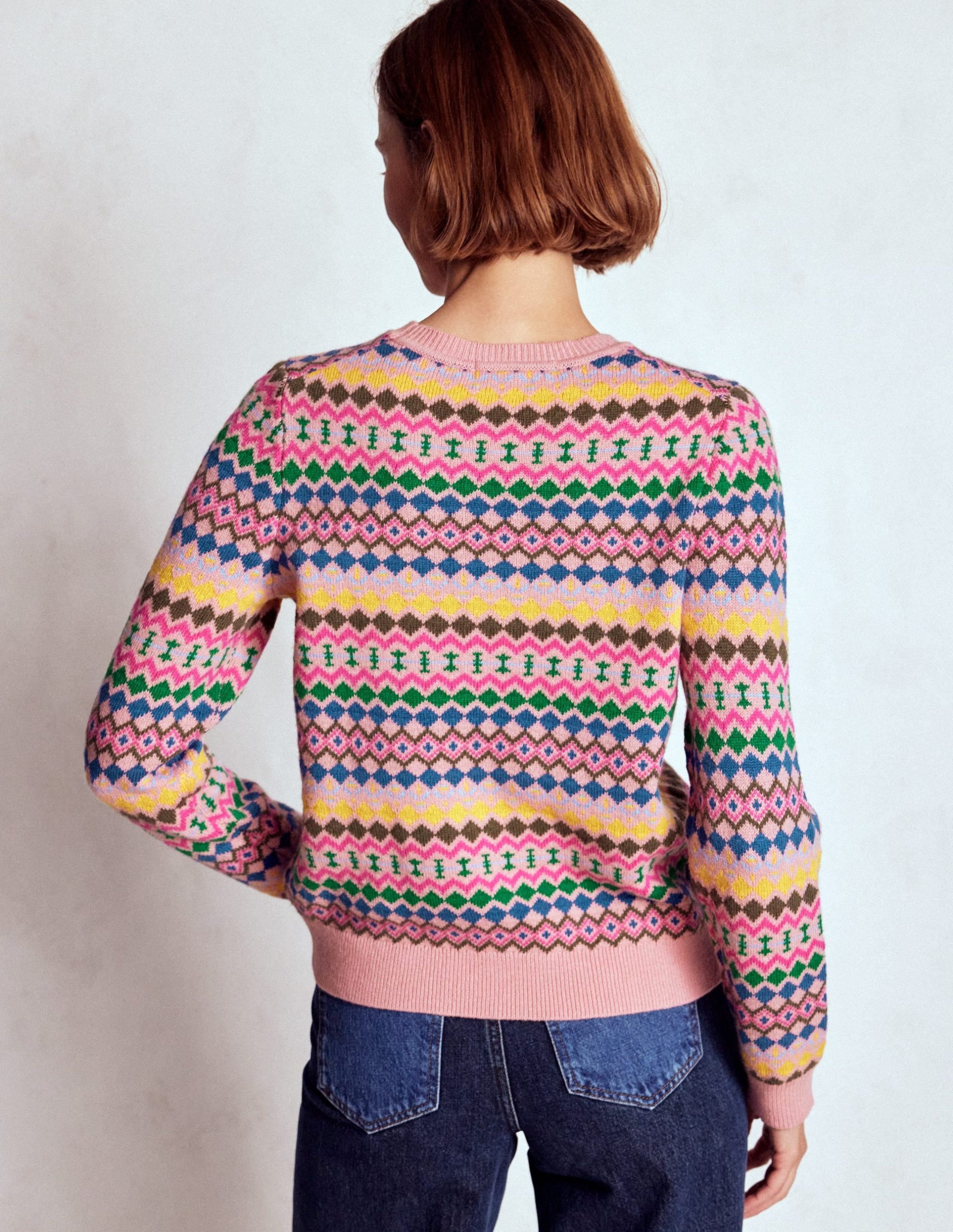 Edie Fair Isle Sweater-Pink. Geo Fair Isle - Image 3