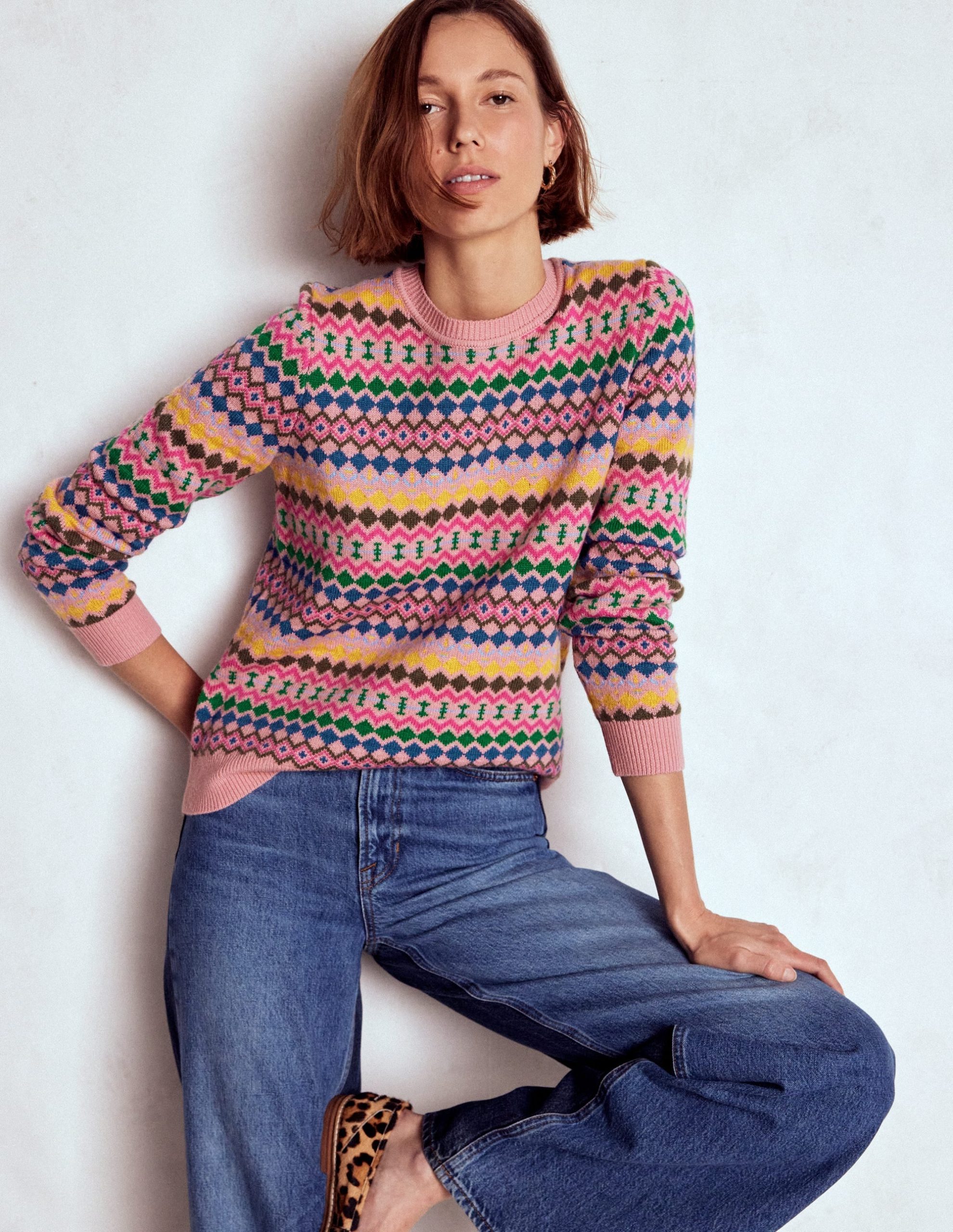 Edie Fair Isle Sweater-Pink. Geo Fair Isle - Image 5