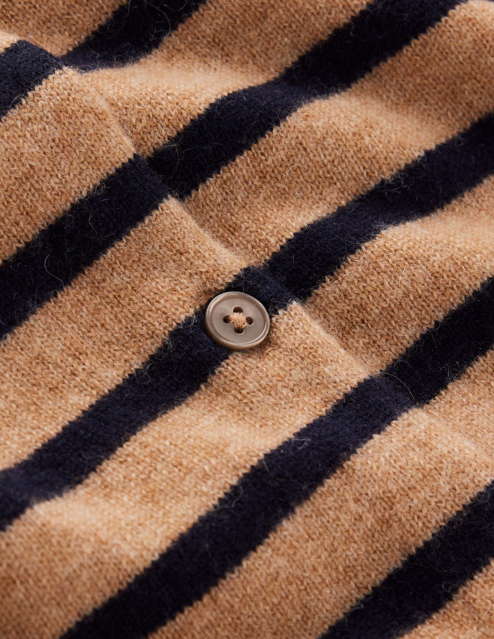 Eva Cashmere Crew Cardigan-Camel Melange/Navy Stripe - Image 8
