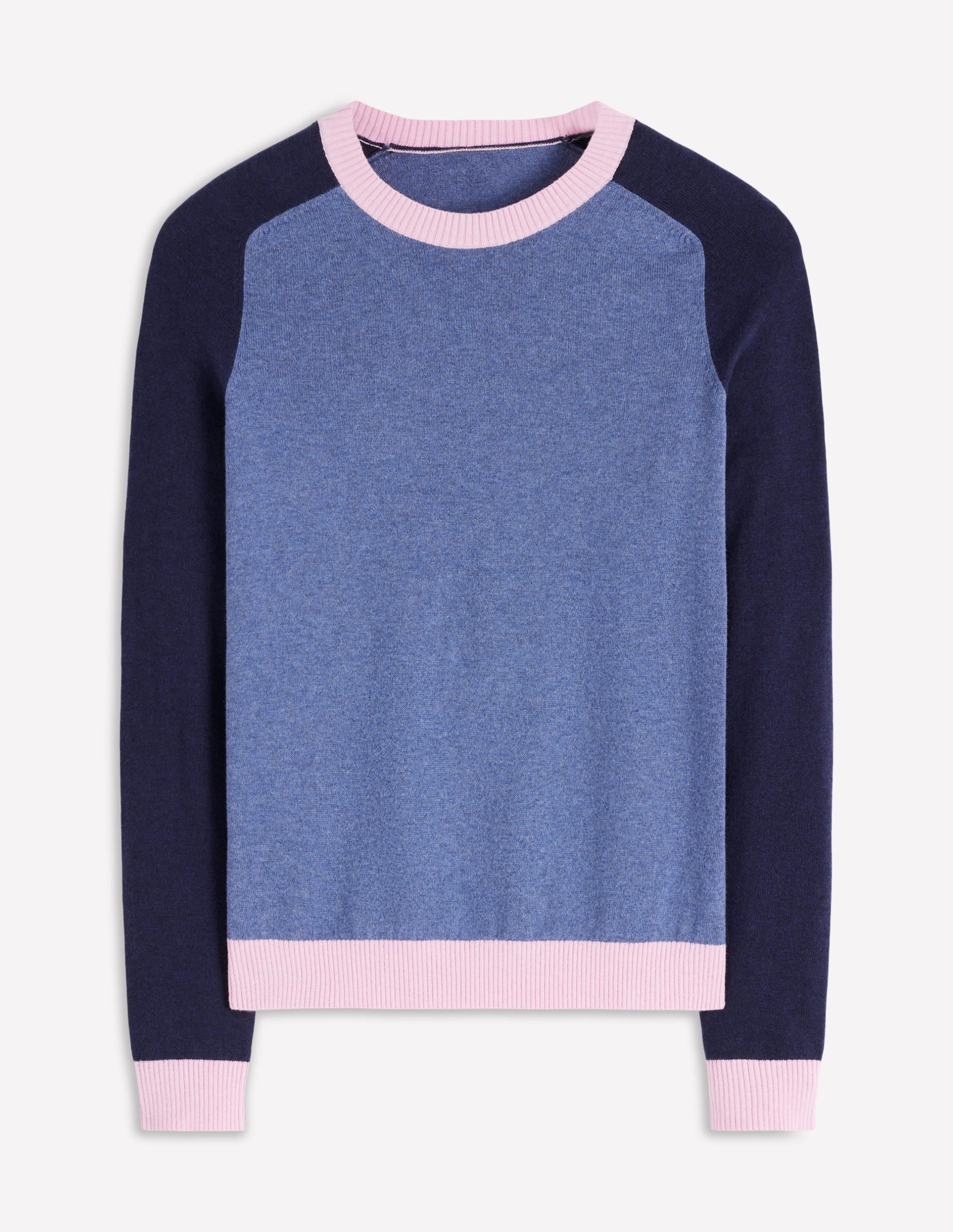 Meg Saddle Sleeve Sweater-Blue. Pink Colour Block - Image 5