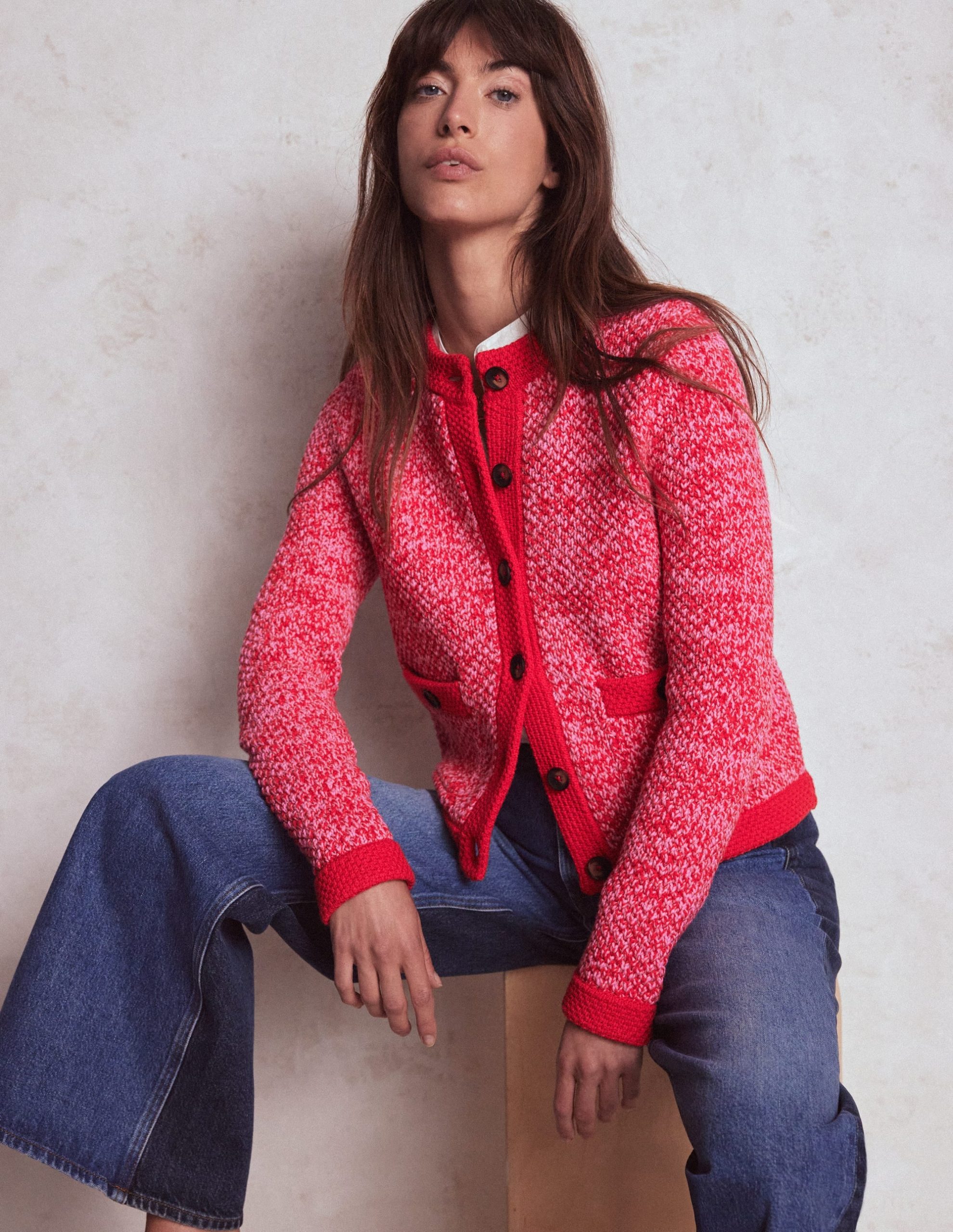 Libby Knitted Jacket-Pink Ribbon/ Poppy Red - Image 6
