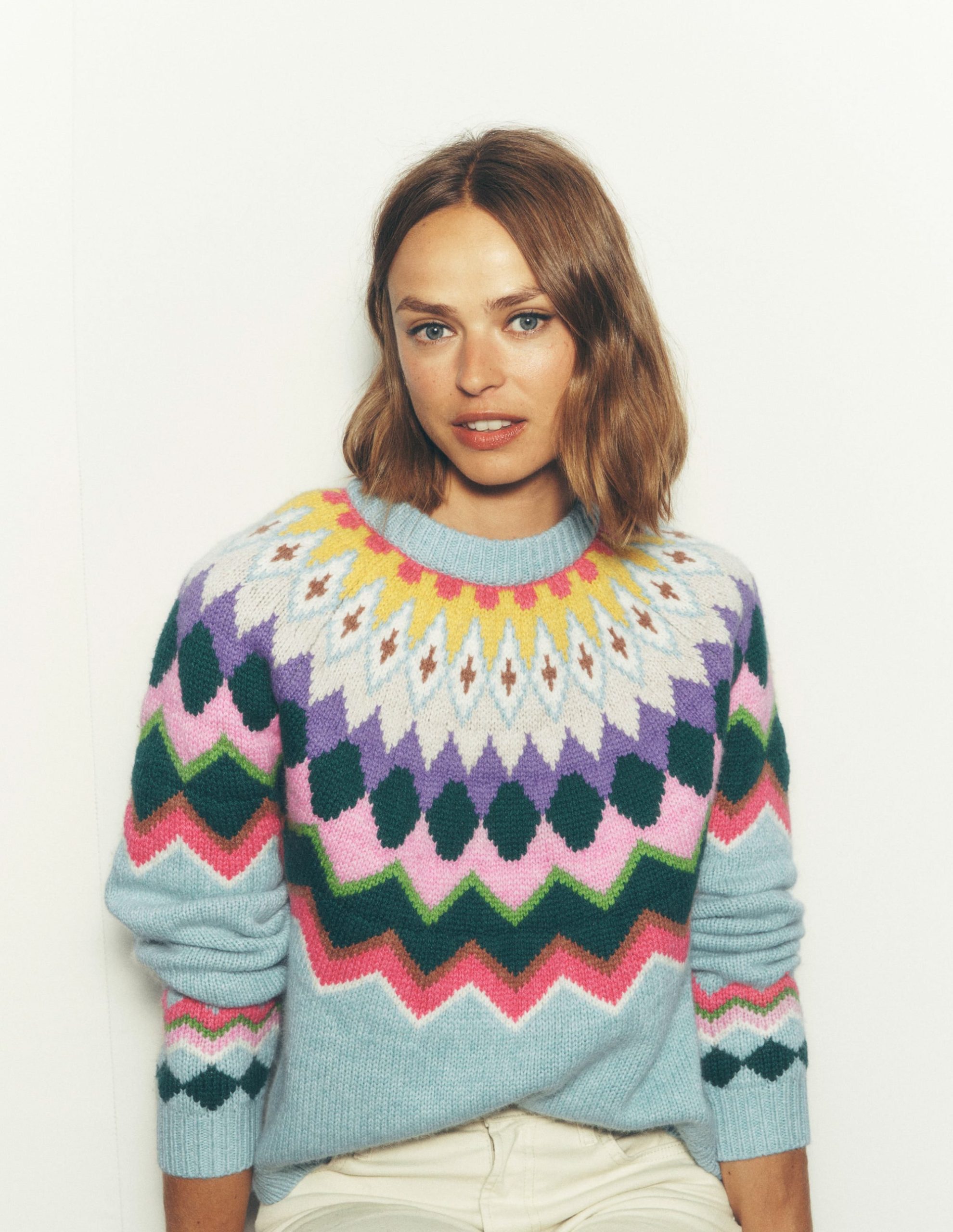 Eleanor Fair Isle Sweater-Tourmaline Blue Melange - Image 7
