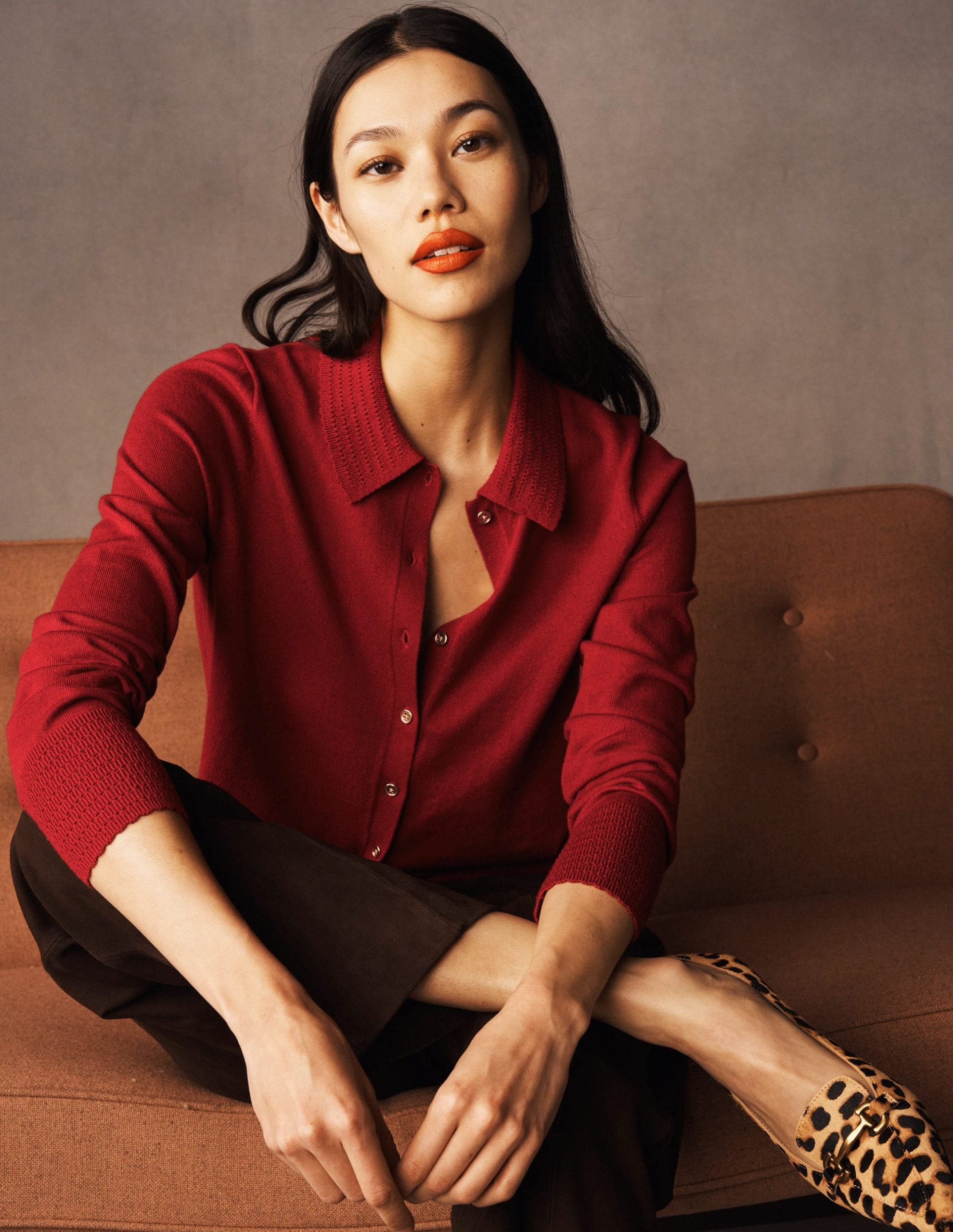 Briony Stitch Cardigan-Crimson Red - Image 5