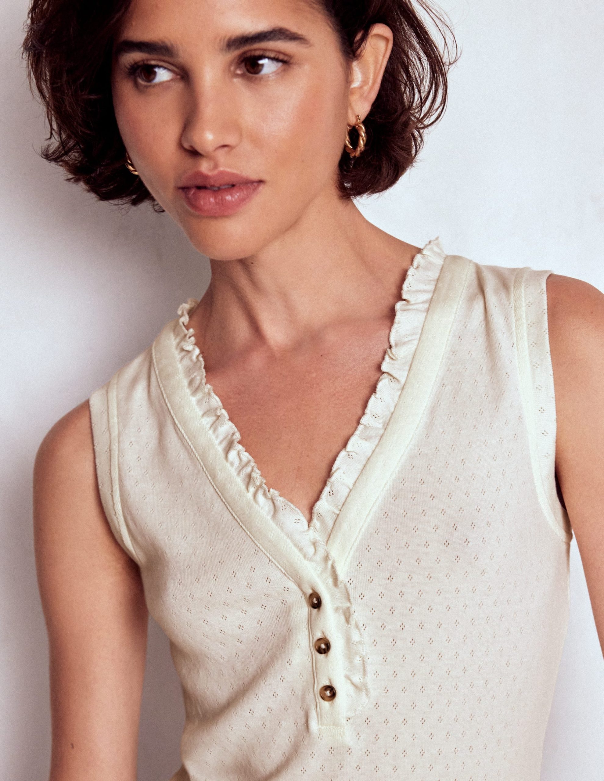 Jersey Henley Pajama Vest-Classic Ivory - Image 2