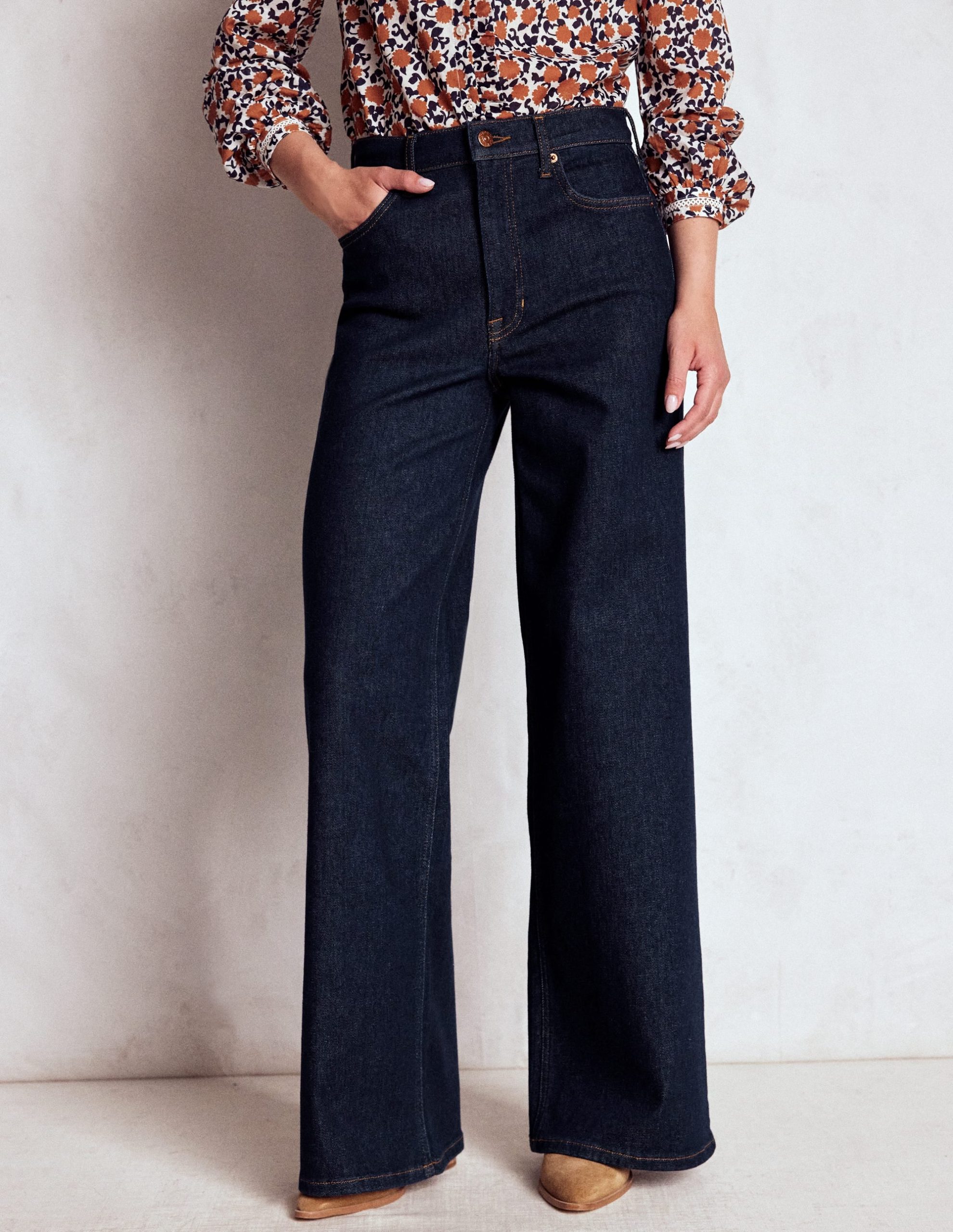High Rise Wide Leg Jeans-Indigo Rinse - Image 4