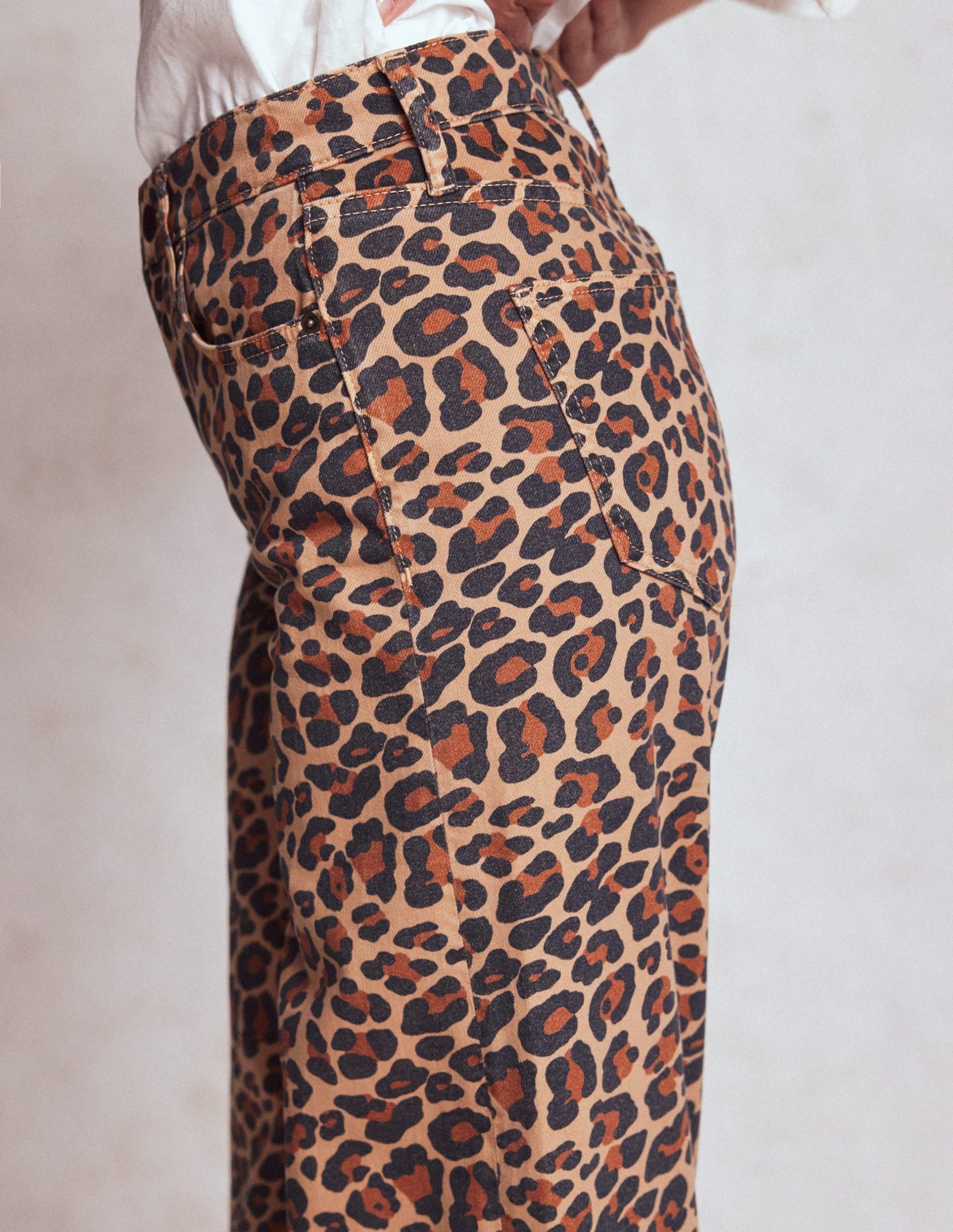 High Rise Wide Leg Jeans-Leopard Print - Image 5