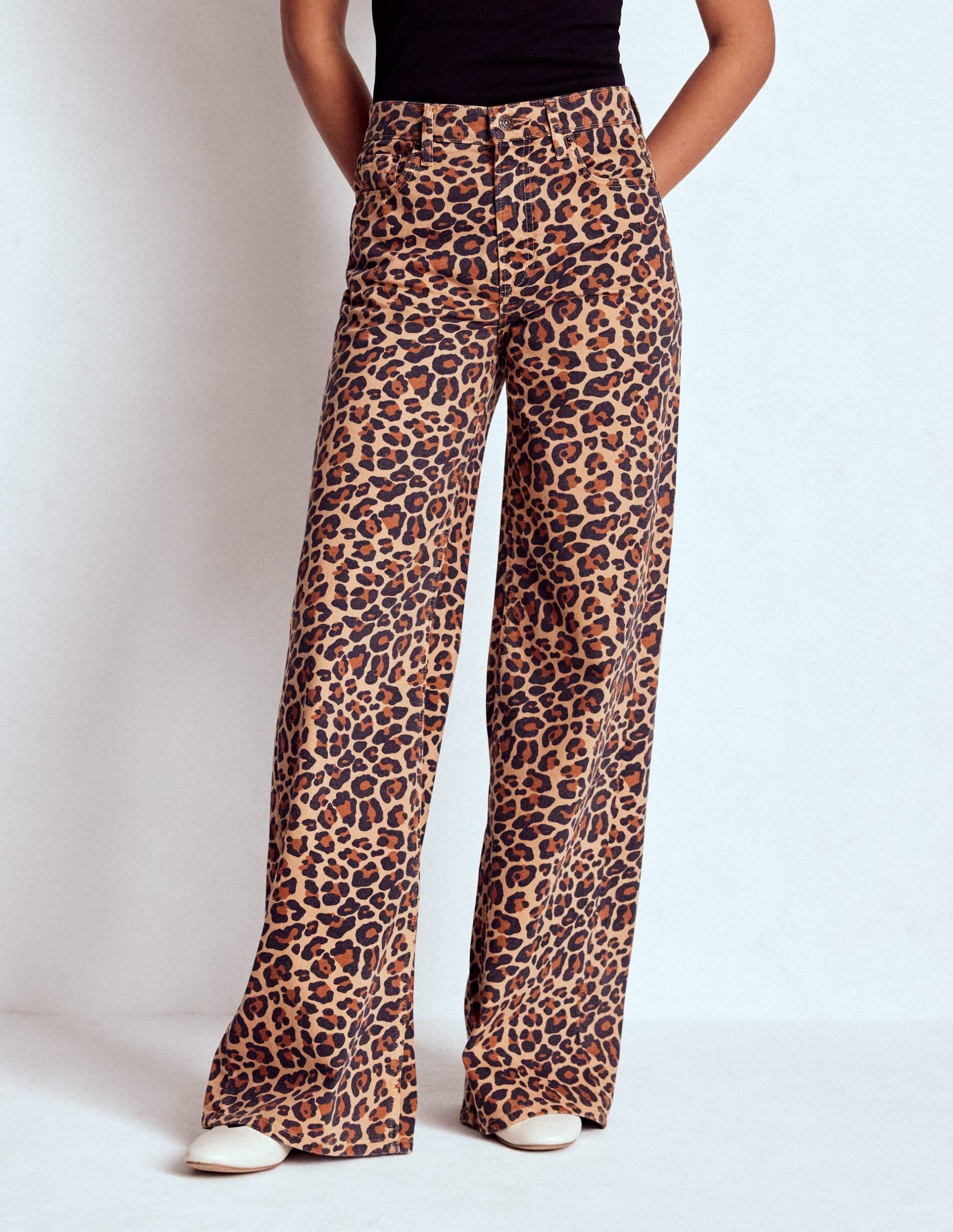 High Rise Wide Leg Jeans-Leopard Print - Image 6