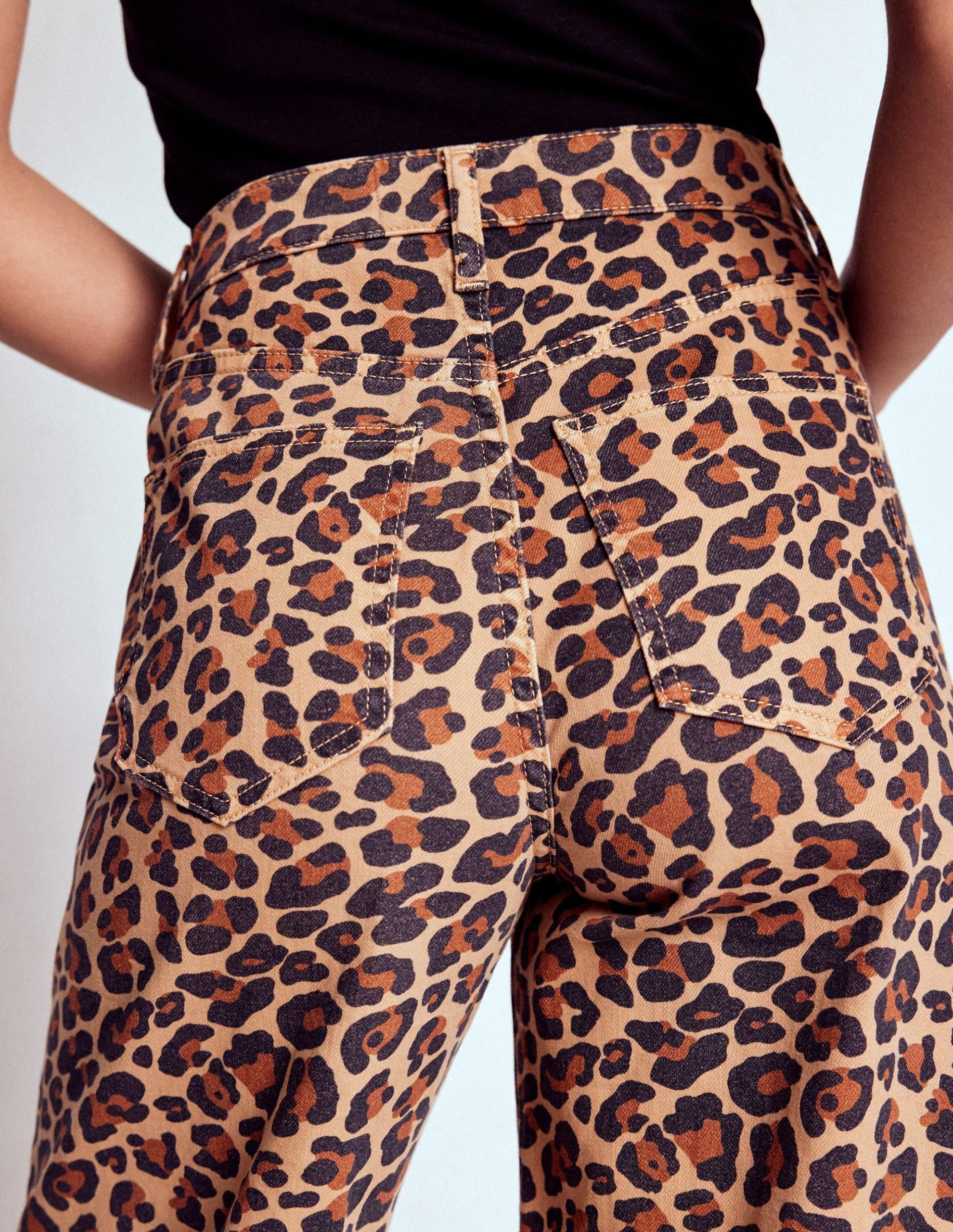 High Rise Wide Leg Jeans-Leopard Print - Image 8