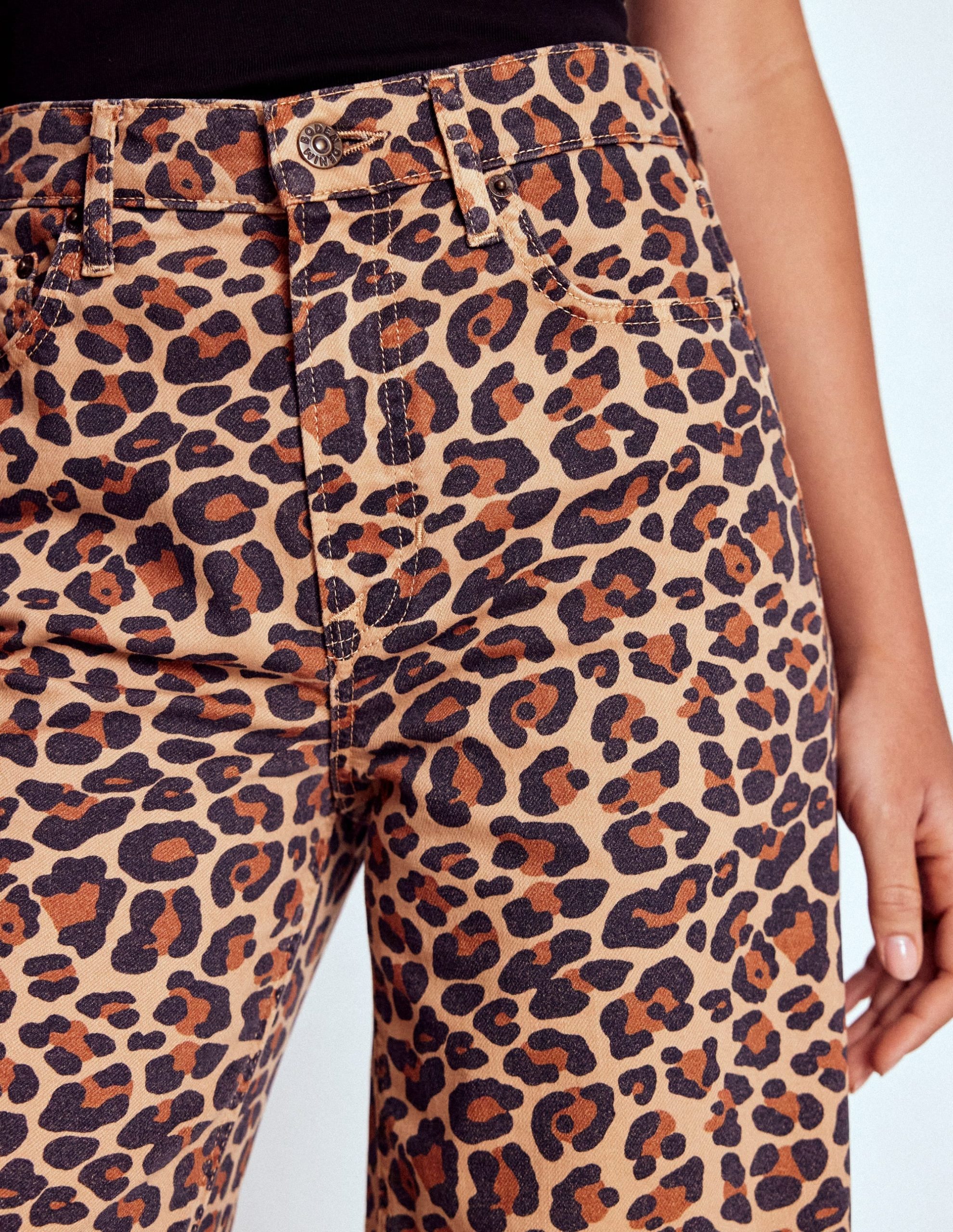 High Rise Wide Leg Jeans-Leopard Print - Image 9