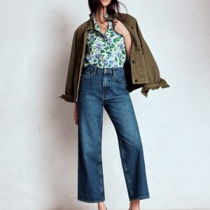 High Rise Straight Crop Jeans-Mid VWash