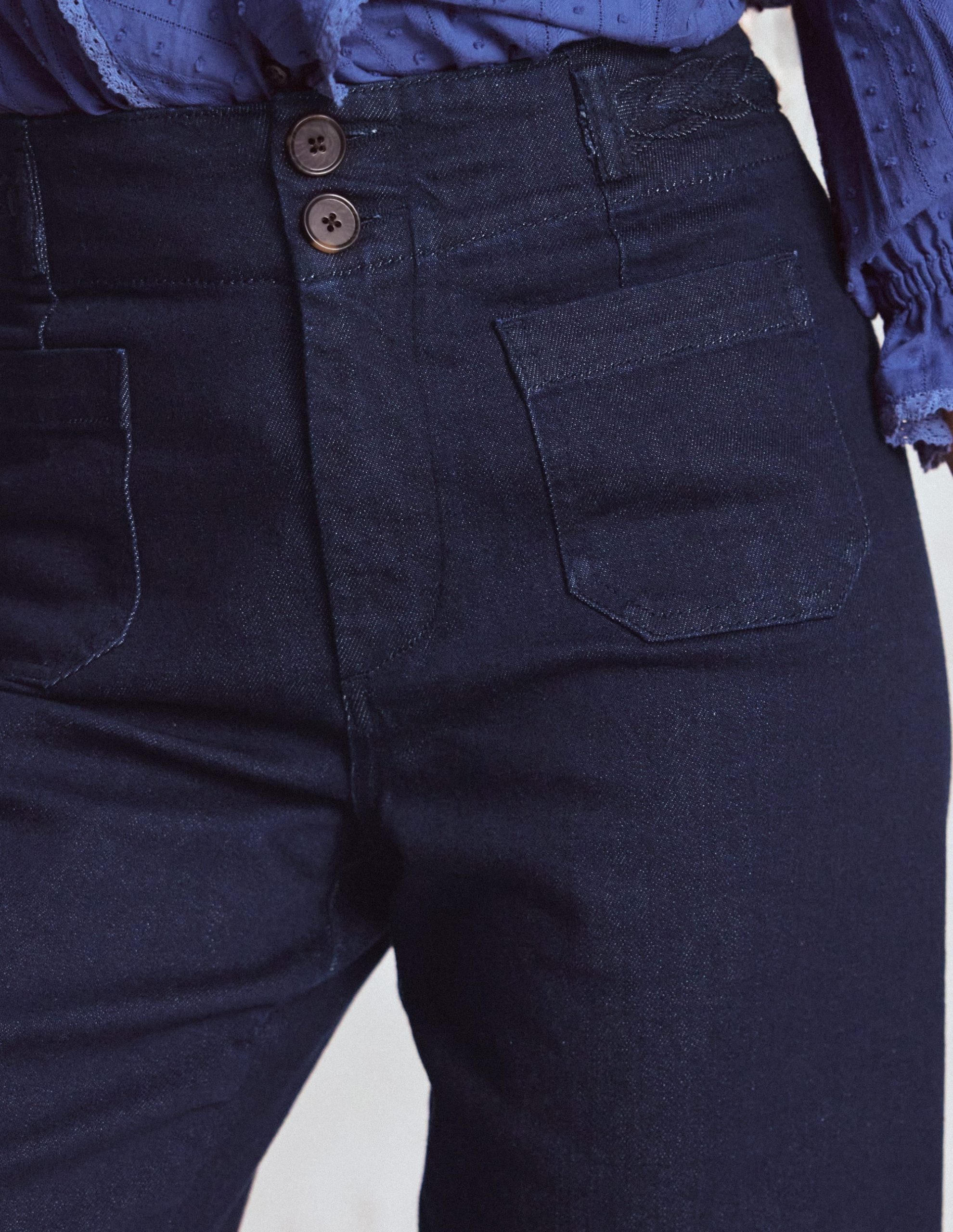 Patch Pocket Cropped Pants-Indigo Braid - Image 5