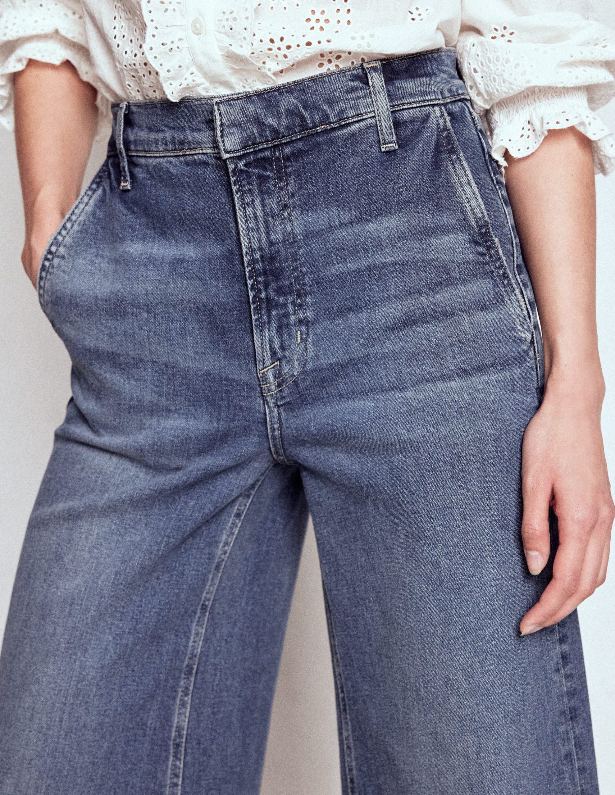High Rise Clean Wide Jeans-Mid Vintage - Image 5