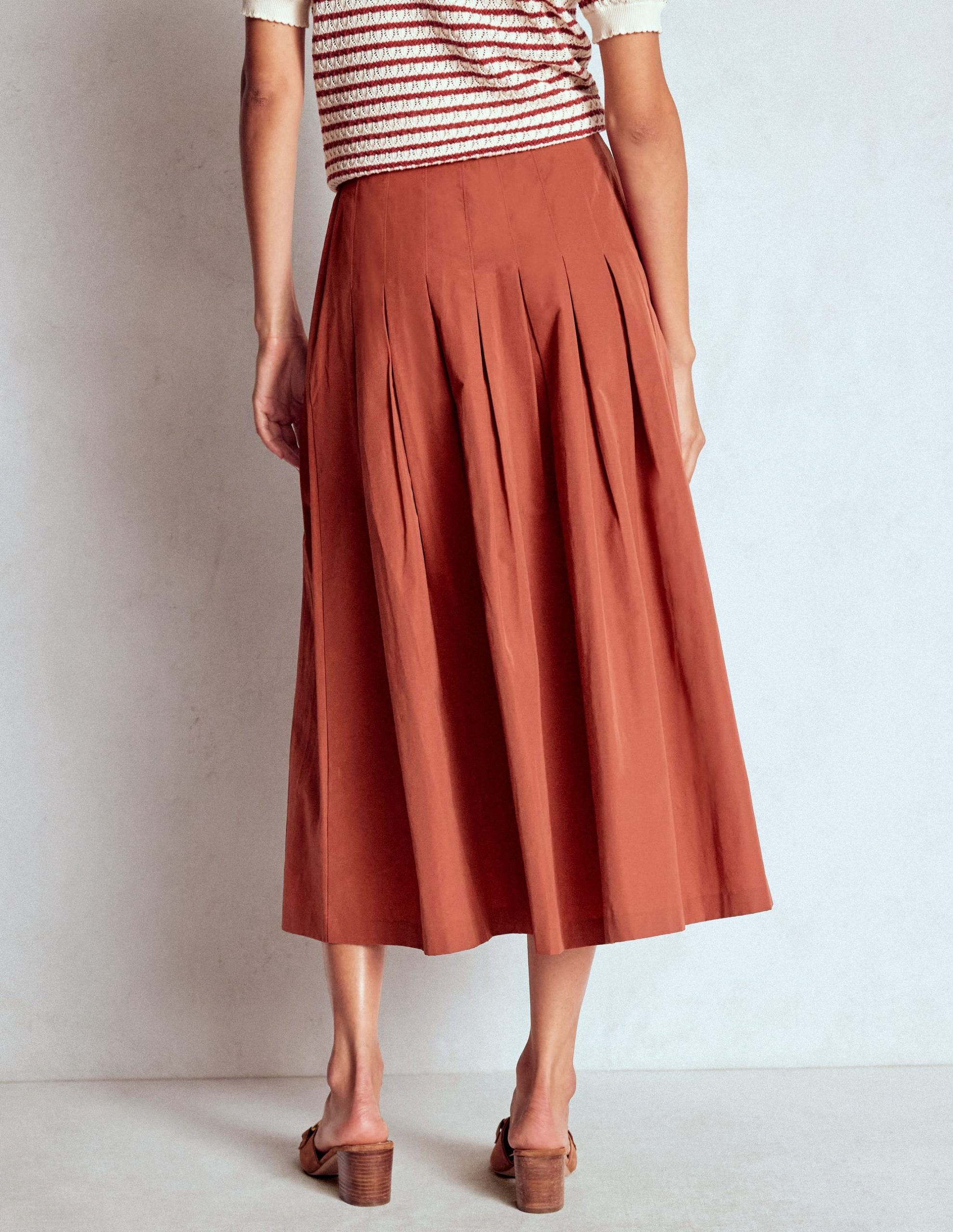 Valentina Taffeta Midi Skirt-Roasted Chestnut Brown - Image 3