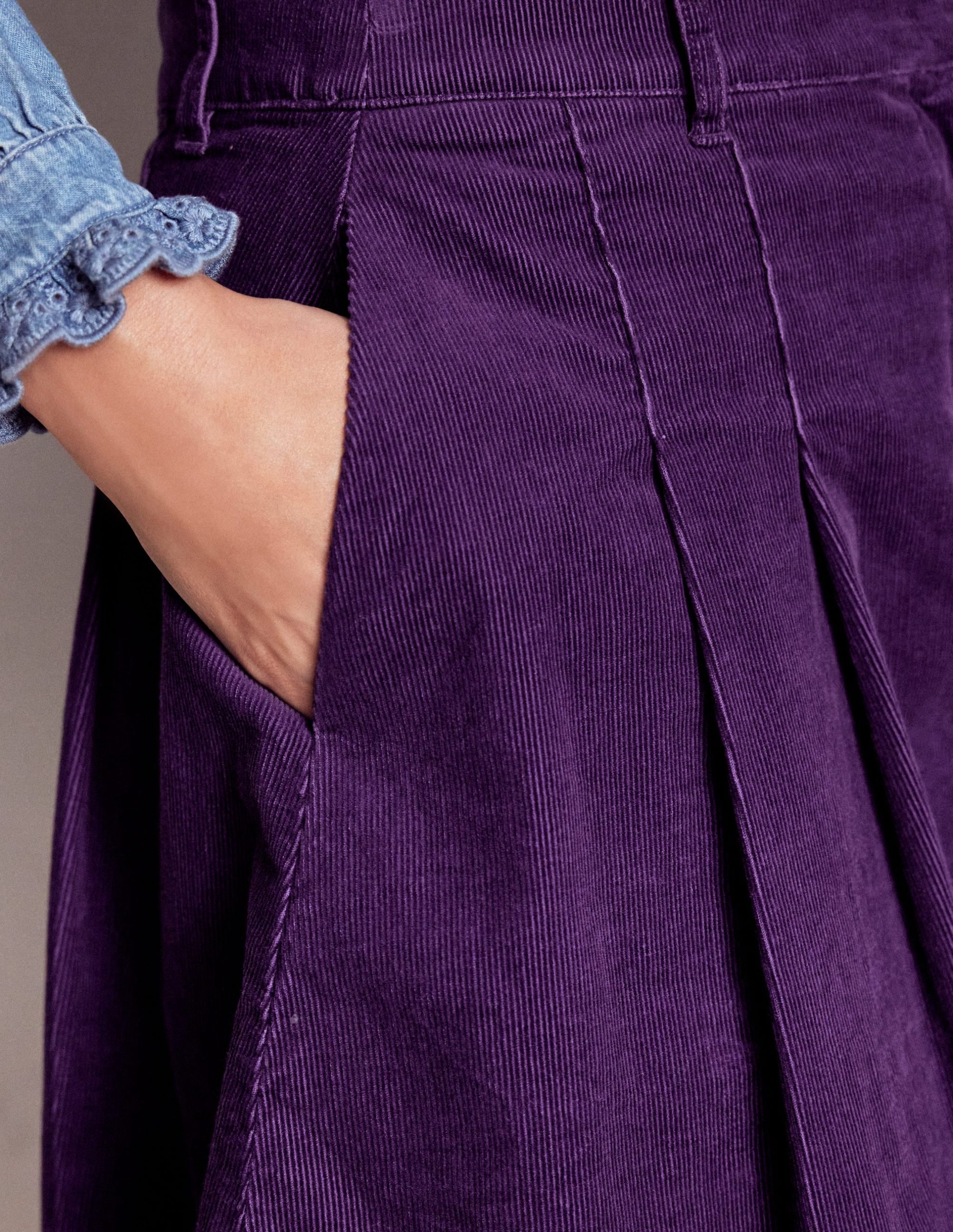 Pleated Cord Skirt-Mystic Purple - Image 2