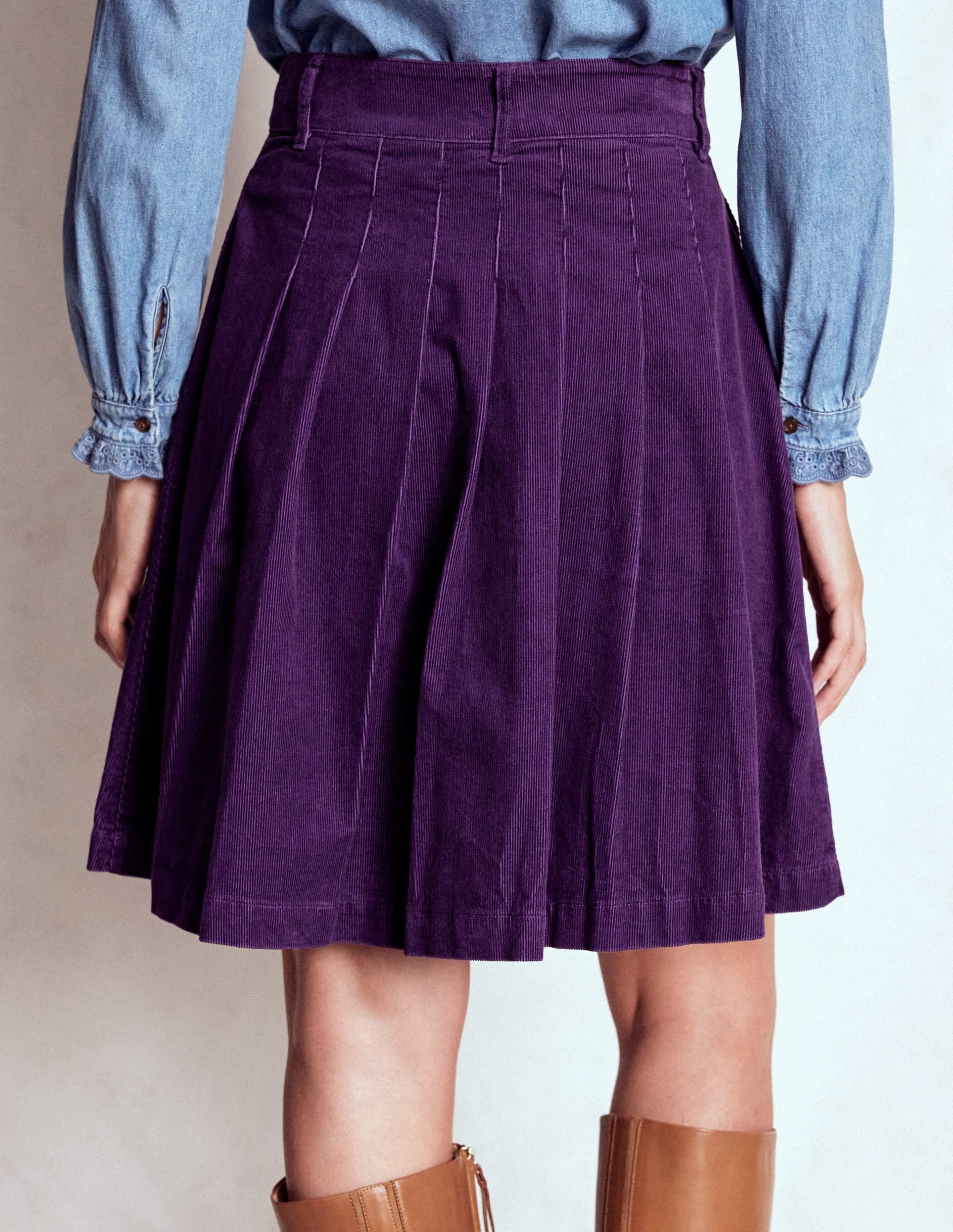 Pleated Cord Skirt-Mystic Purple - Image 3