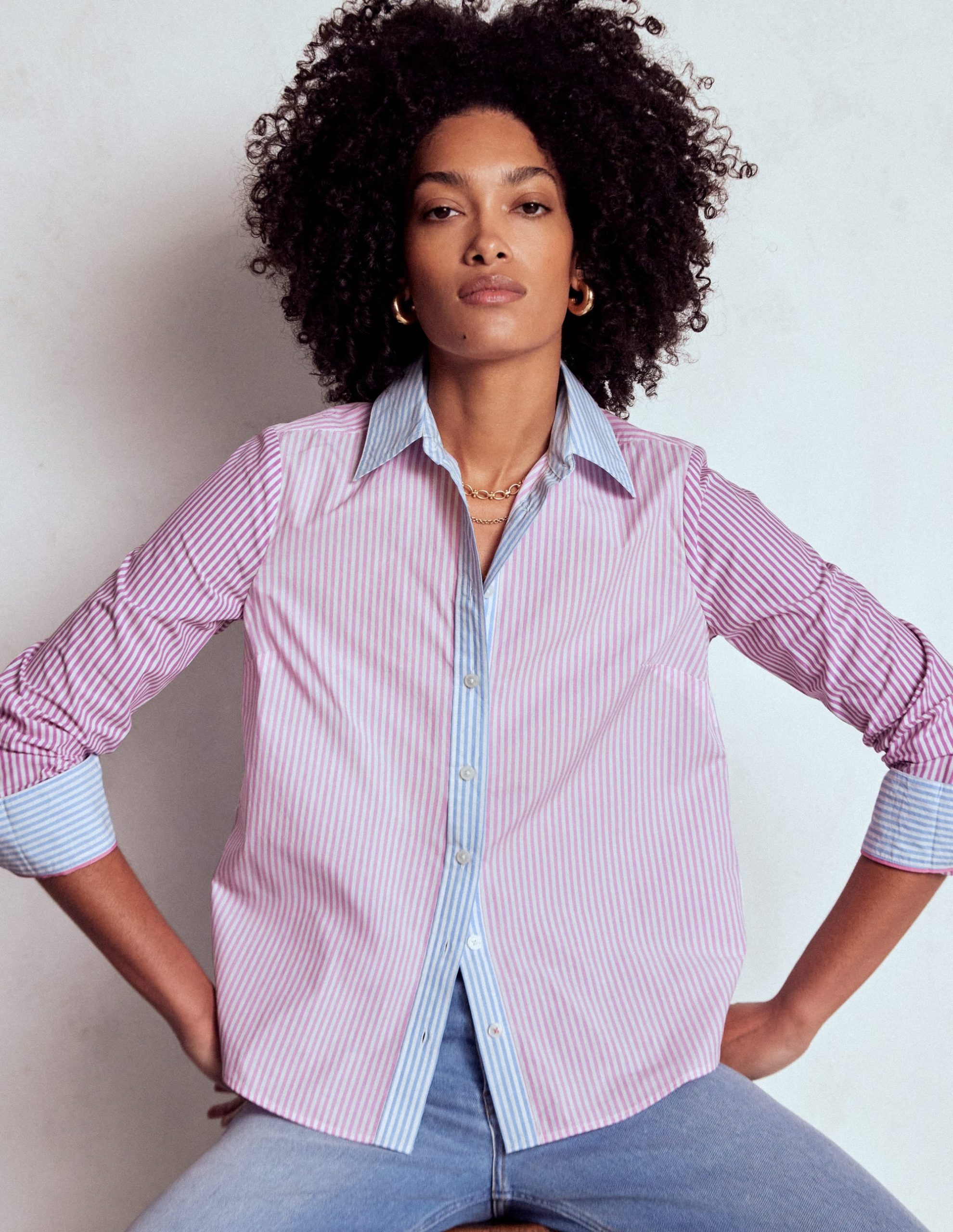 Sienna Cotton Shirt-Hotched. Multi Stripe - Image 4