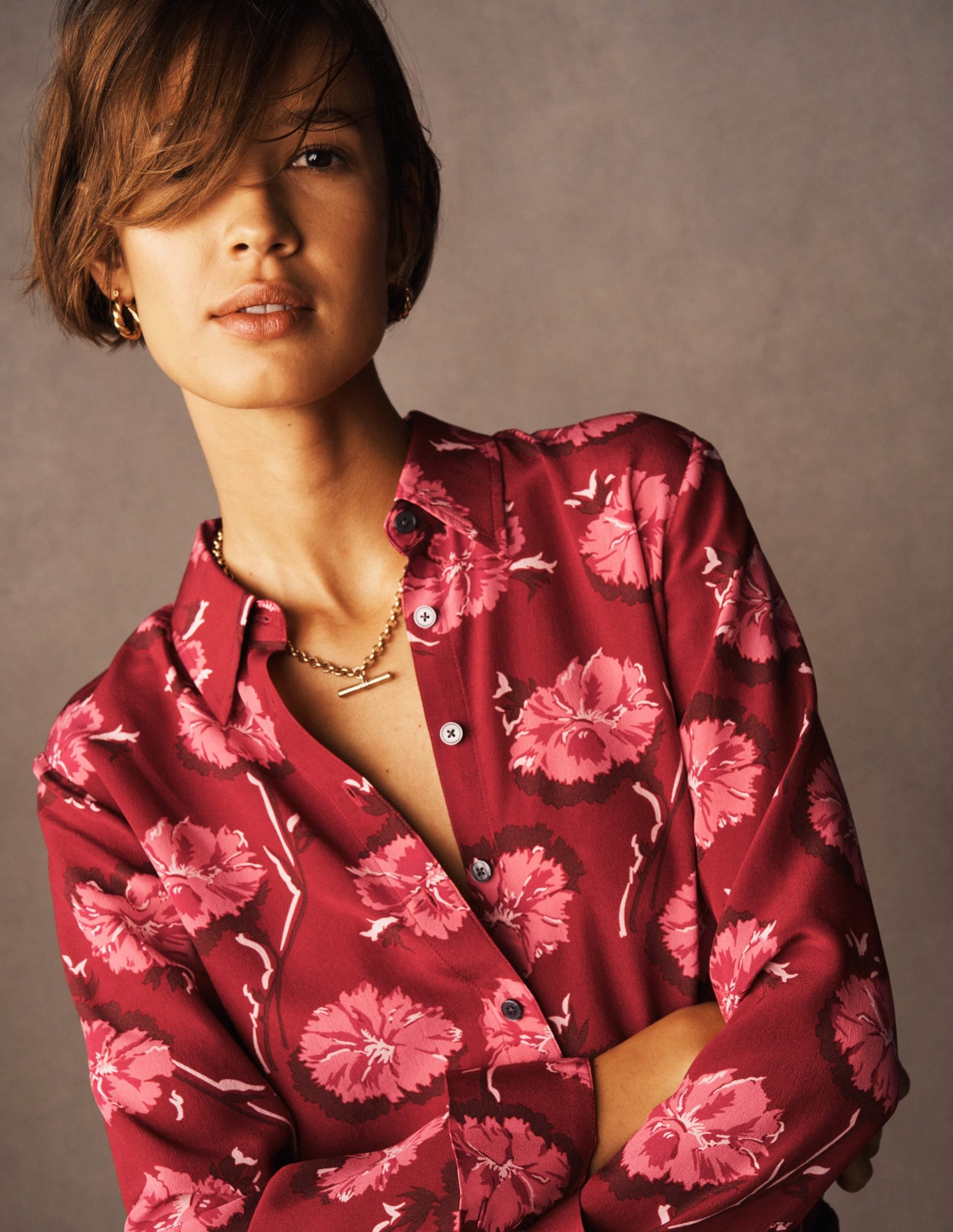 Sienna Silk Shirt-Red. Delicate Carnation - Image 5